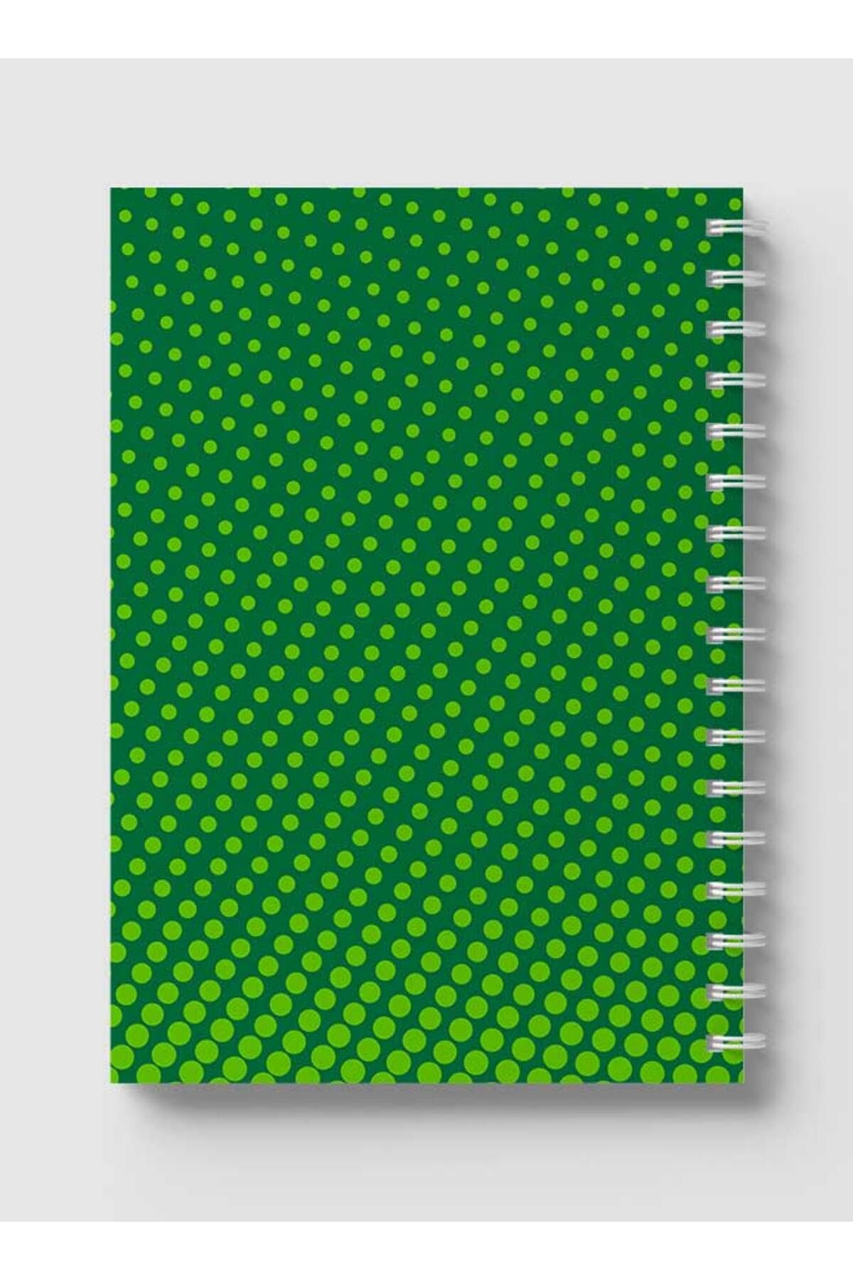 LOWHA-Spiral Notebook with Front and Back Hard Covers Featuring Circular Halftone Green Design 5