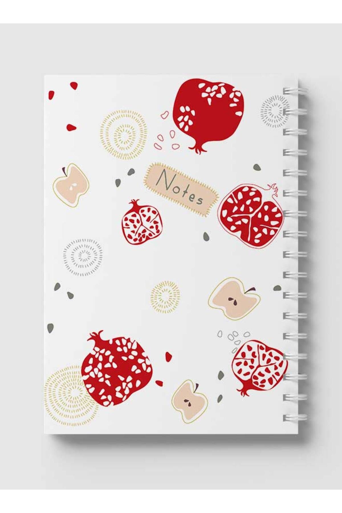 LOWHA-Spiral Notebook with Front and Back Hard Covers Featuring Apple & Pomegranate Design 5