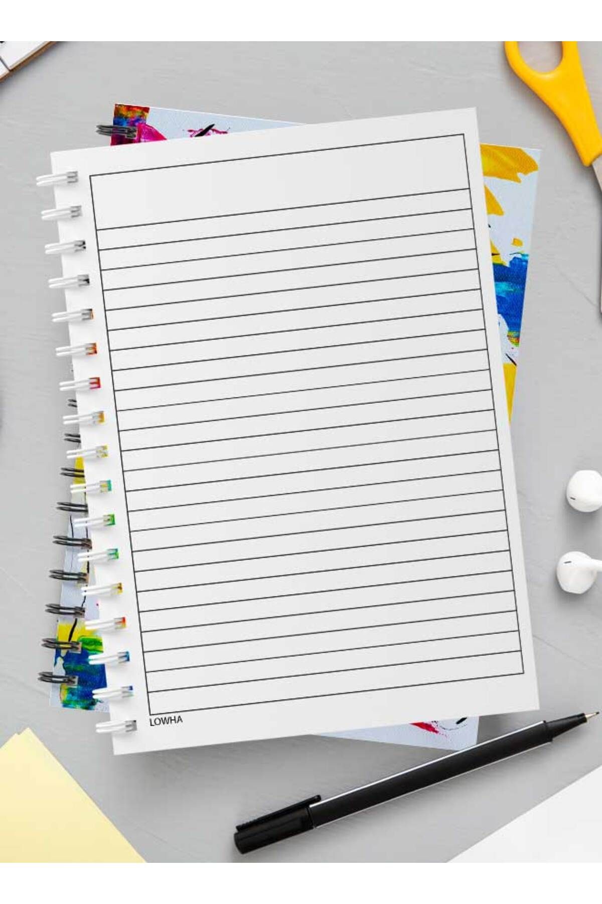 LOWHA-Spiral Notebook with Front and Back Hard Covers Featuring Canvas Style Wall Paint Design 3