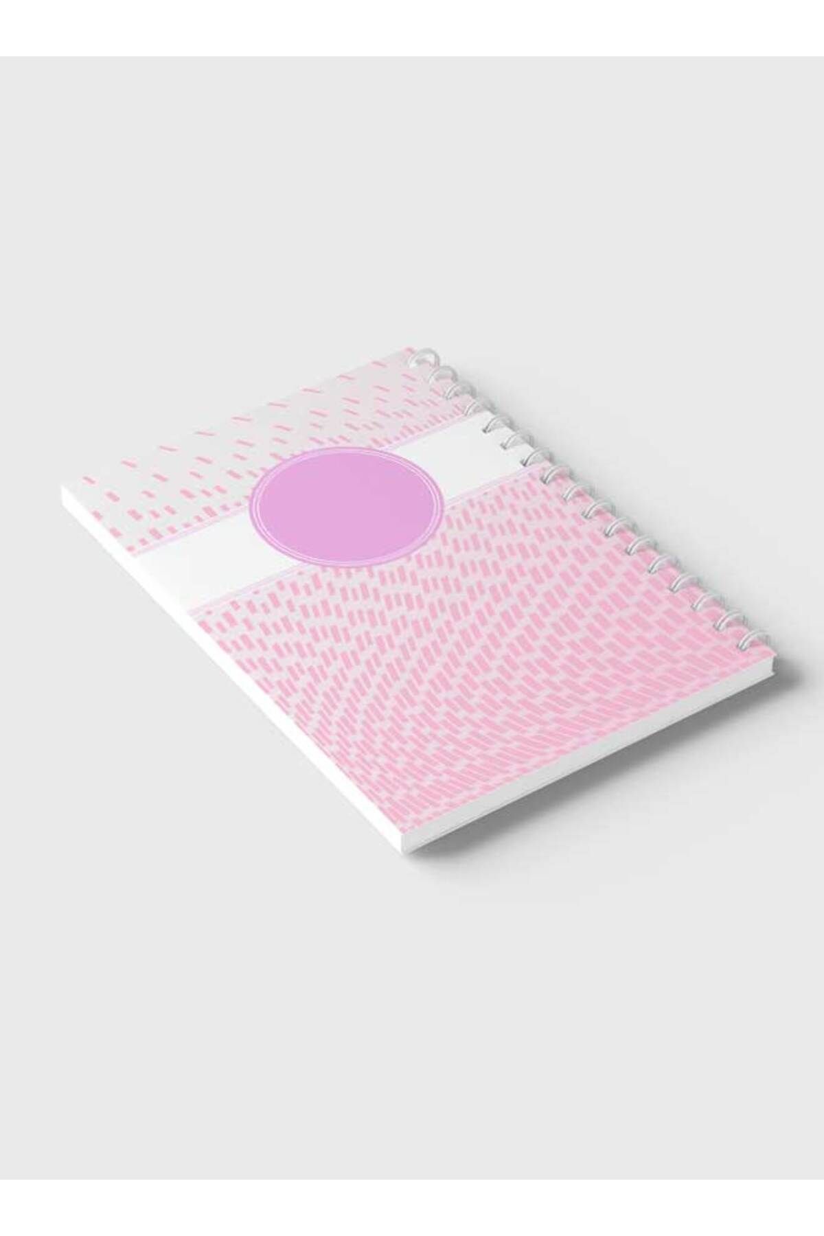 LOWHA-Spiral Notebook with Front and Back Hard Covers Featuring Abstract Pink & White Cube Design 6