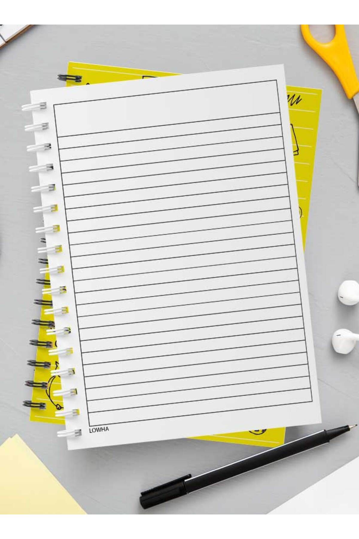 LOWHA-Spiral Notebook with Front and Back Hard Covers Featuring Back to School Lines Design 3