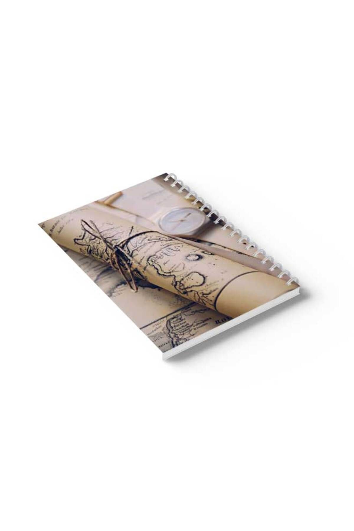 LOWHA-Spiral Notebook with Front and Back Hard Covers Featuring Old Map Design 6