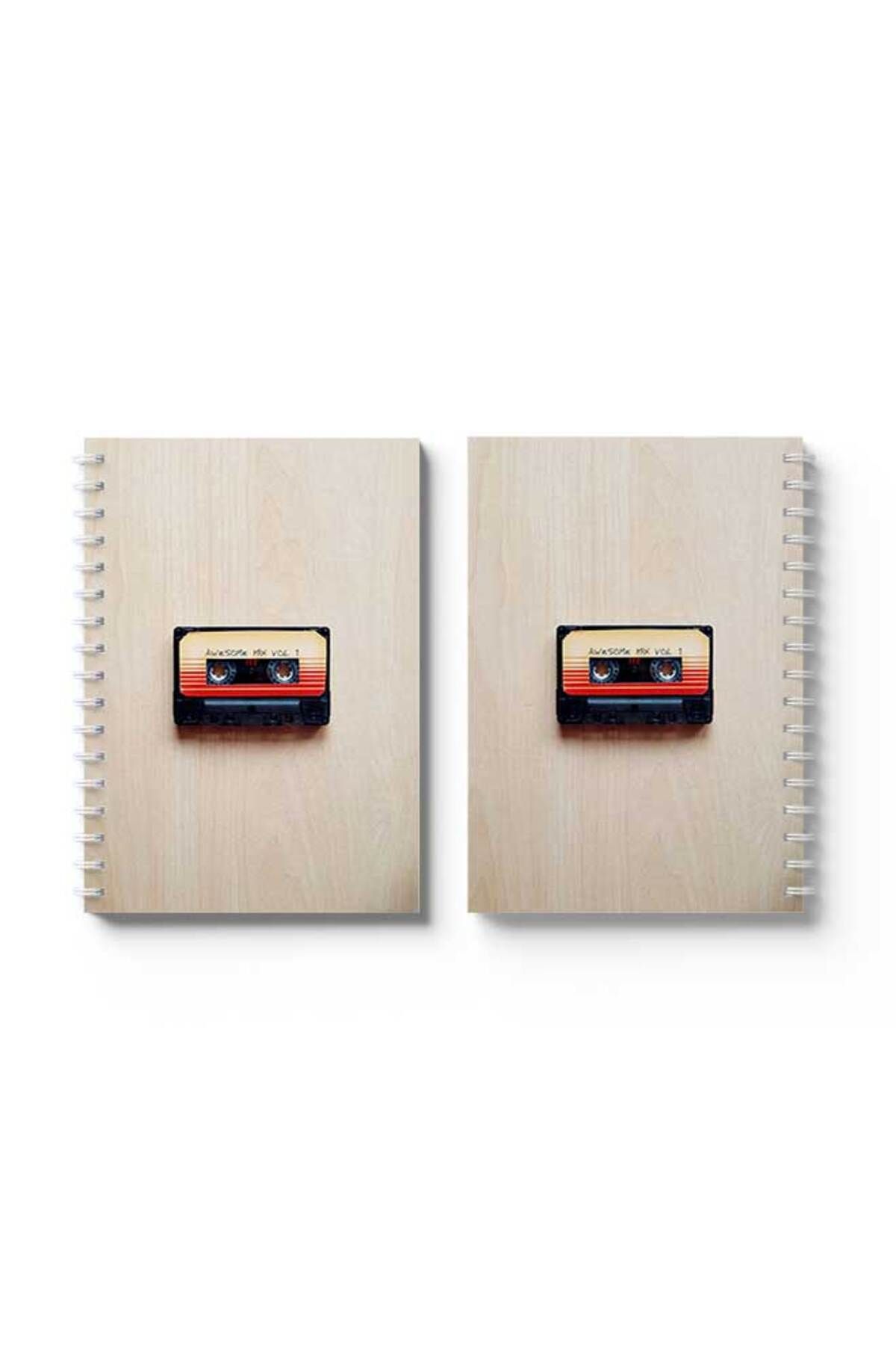 LOWHA-Spiral Notebook with Front and Back Hard Covers Featuring Mix Tape Design 4
