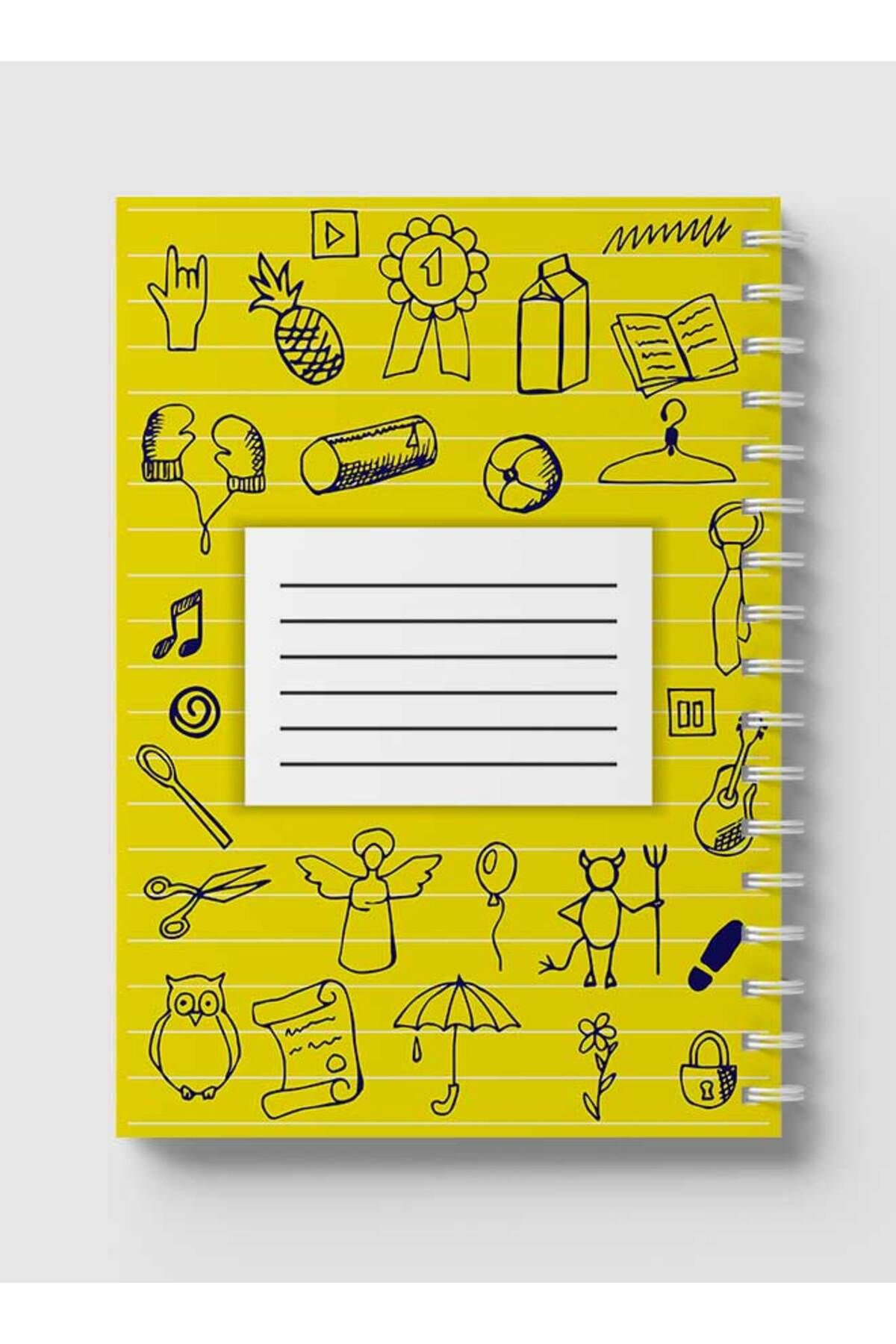 LOWHA-Spiral Notebook with Front and Back Hard Covers Featuring Back to School Lines Design 5