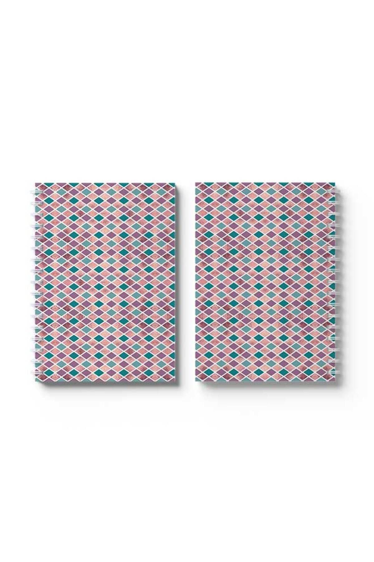 LOWHA-Spiral Notebook with Front and Back Hard Covers Featuring Colourful Shapes Design 4