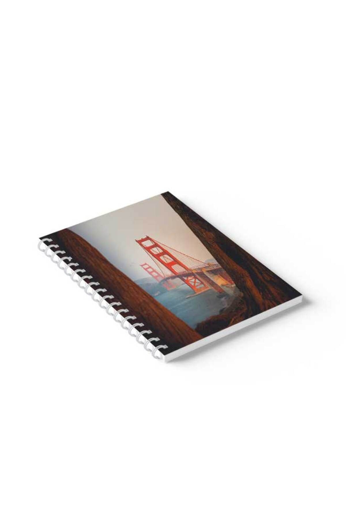 LOWHA-Spiral Notebook with Front and Back Hard Covers Featuring Golden Gate Bridge Design 2