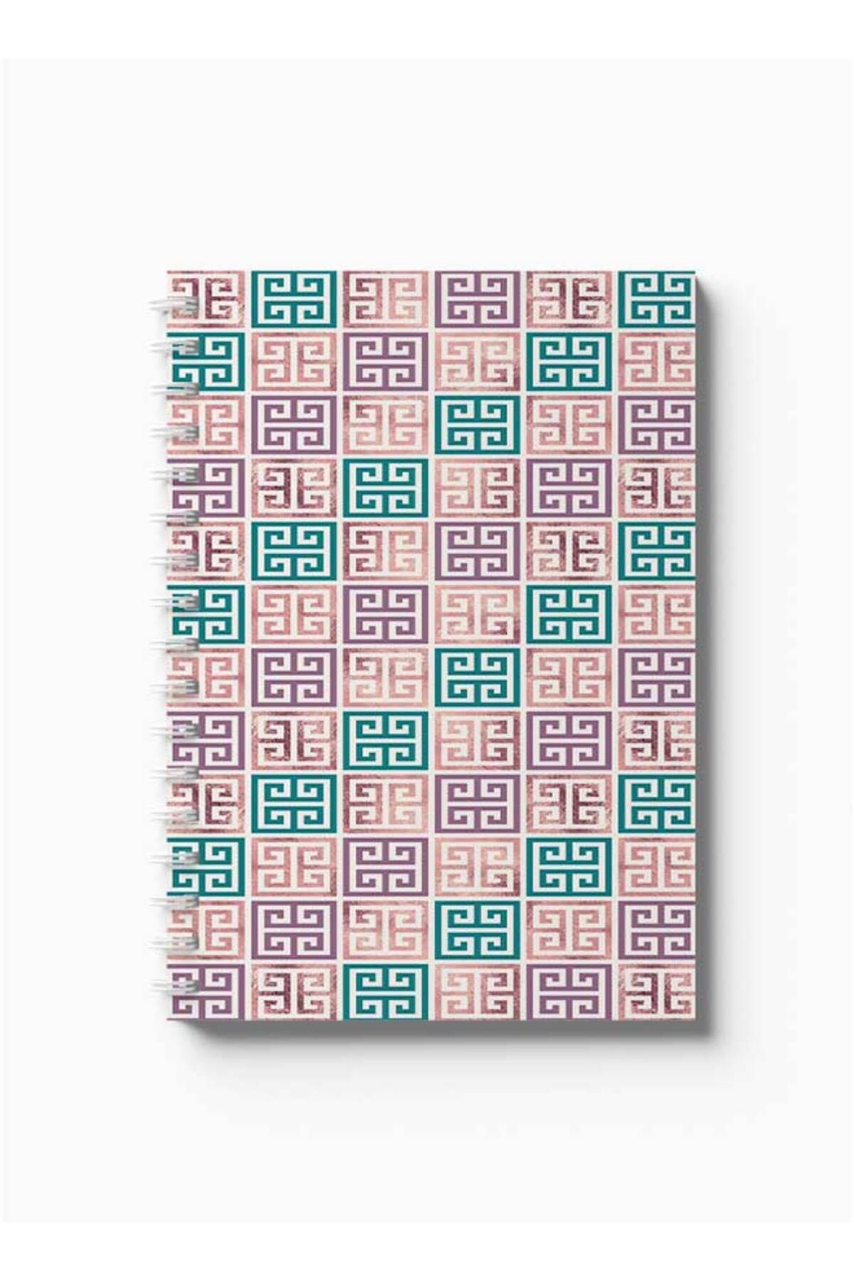 LOWHA-Spiral Notebook with Front and Back Hard Covers Featuring Colourful Shapes Design 5