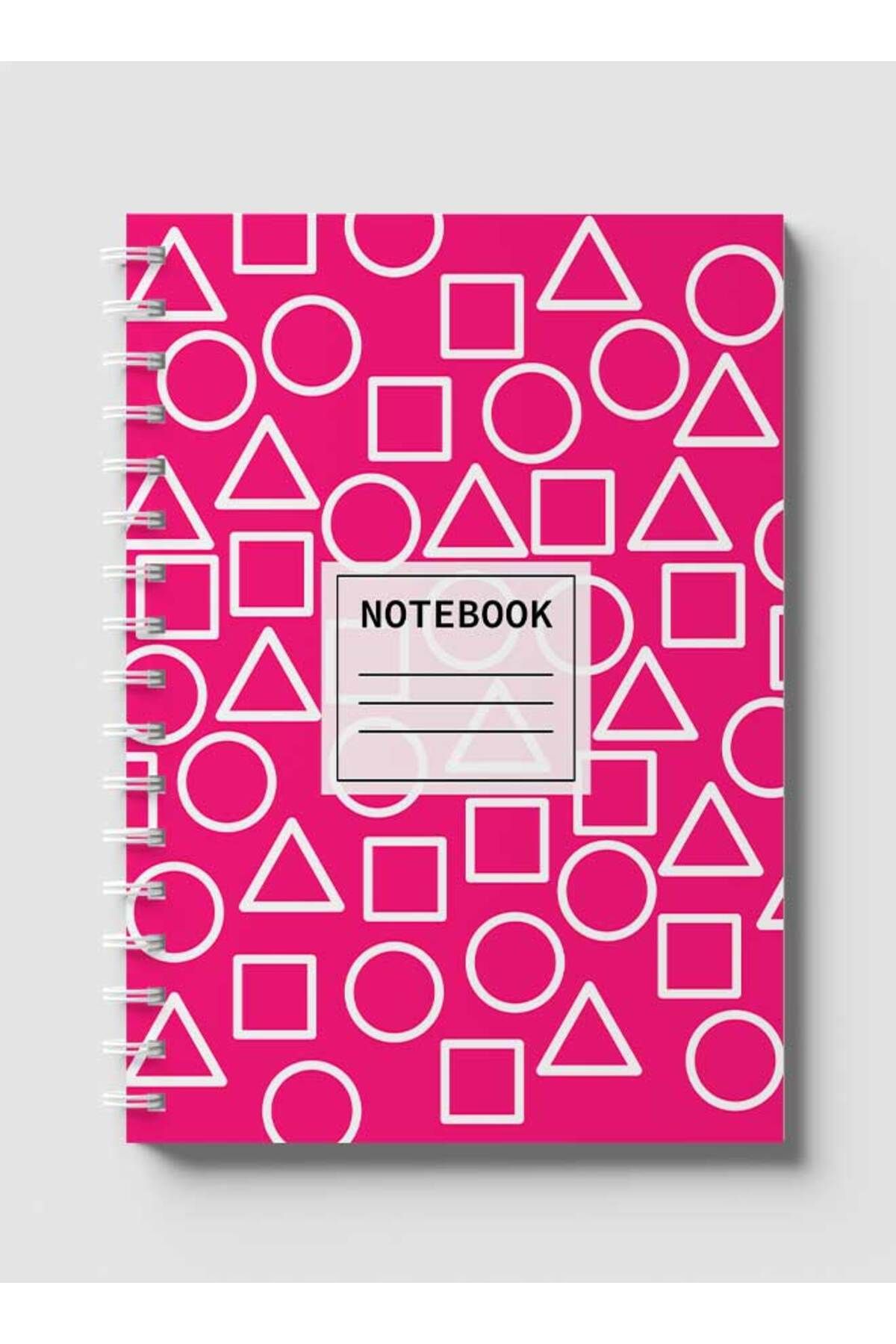 LOWHA-Spiral Notebook with Front and Back Hard Covers Featuring Squid Game Shapes Design 1