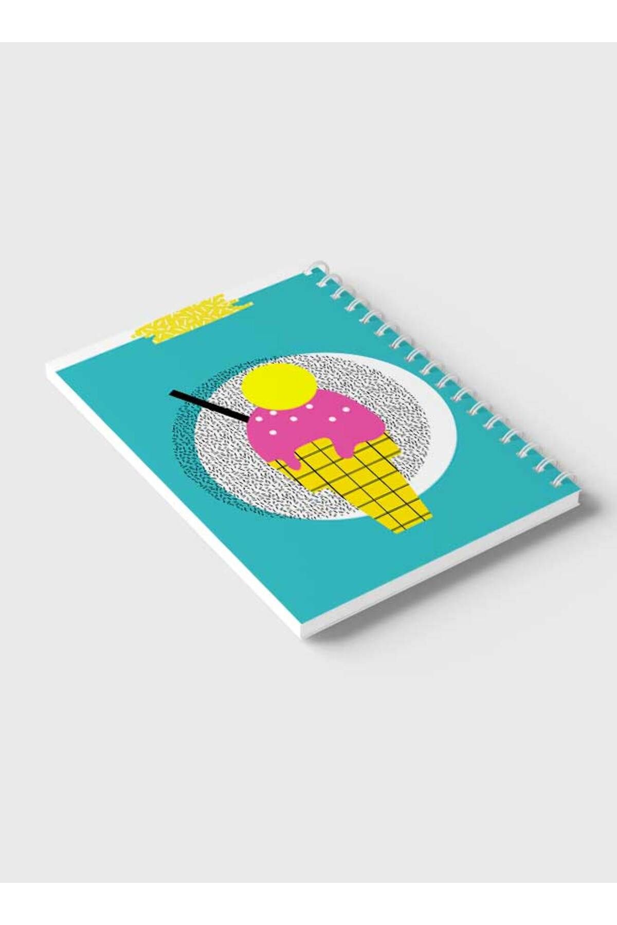LOWHA-Spiral Notebook with Front and Back Hard Covers Featuring Ice Cream Sprinkles Design 6