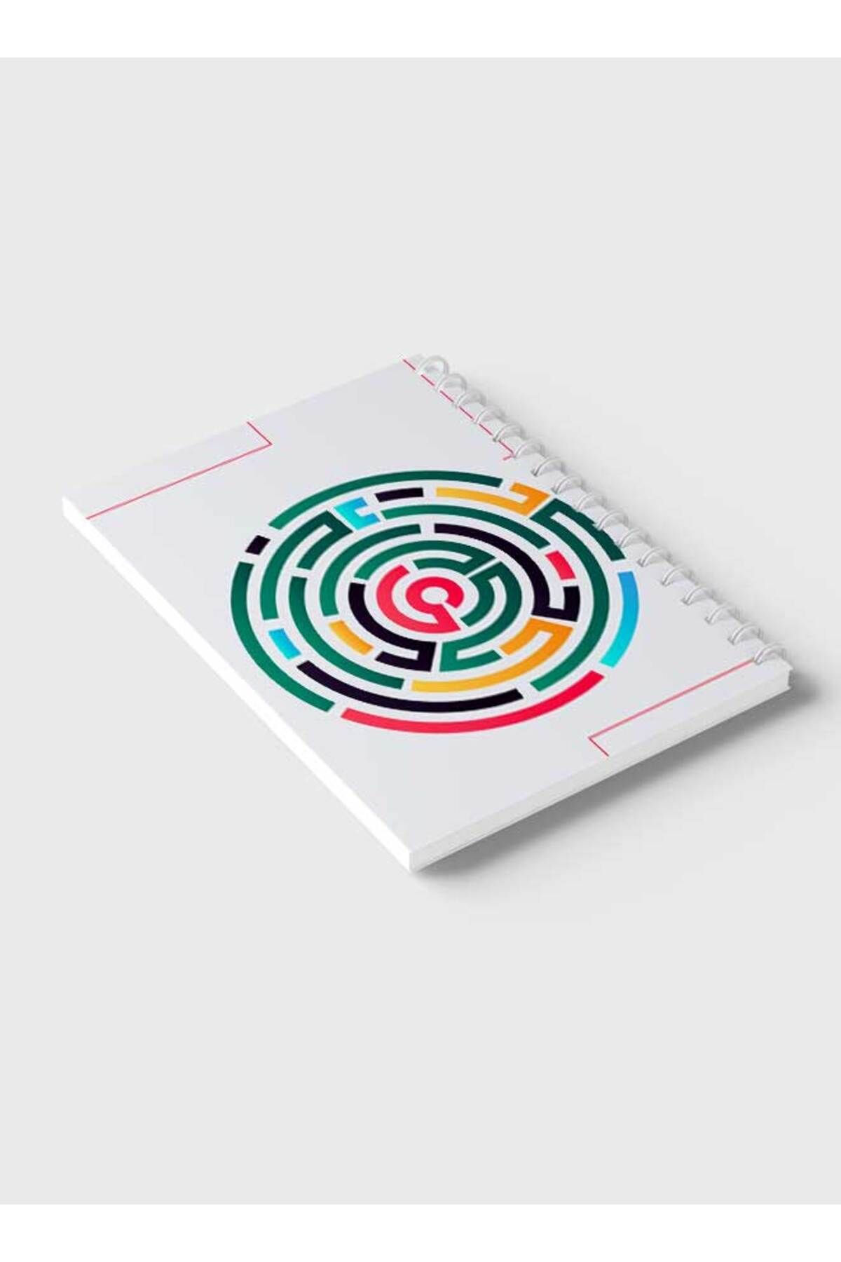 LOWHA-Spiral Notebook with Front and Back Hard Covers Featuring Abstarct Colored Maze Design 6