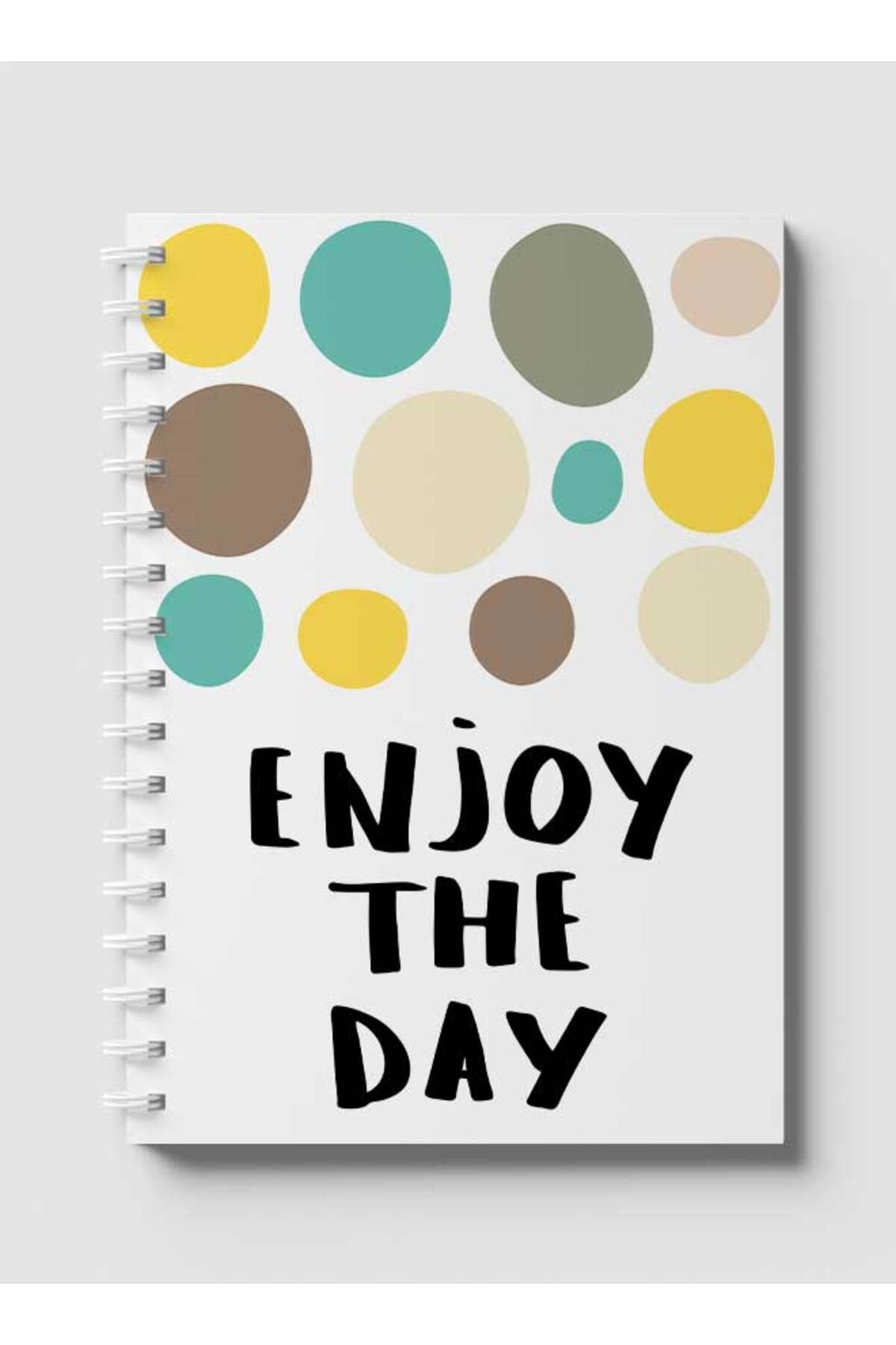 LOWHA-Spiral Notebook with Front and Back Hard Covers Featuring Enjoy the Day Doodle Circles Design 1