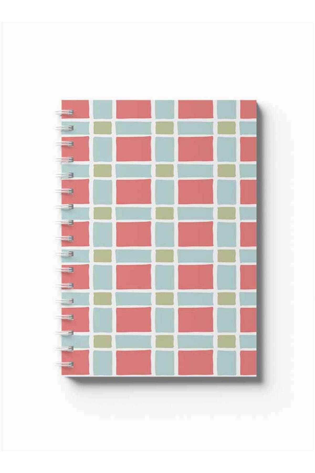 LOWHA-Spiral Notebook with Front and Back Hard Covers Featuring Squares Design 5