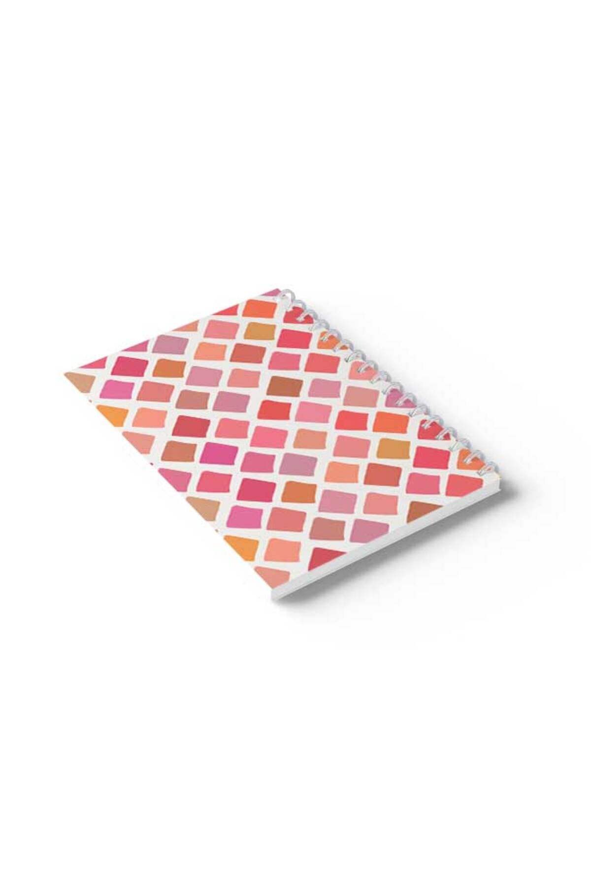 LOWHA-Spiral Notebook with Front and Back Hard Covers Featuring Qolourful Squares Design 6