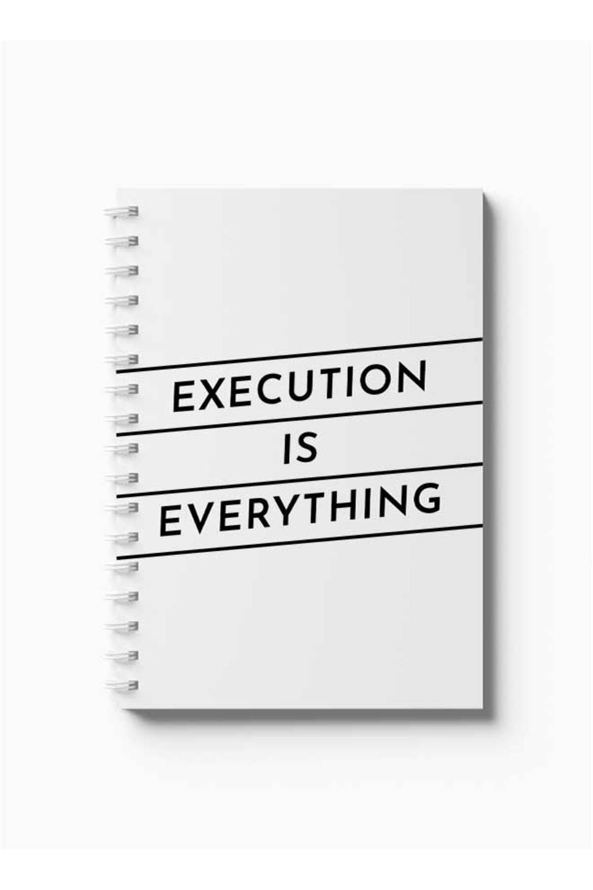 LOWHA-Spiral Notebook with Front and Back Hard Covers Featuring Execution Is Everything Design 5