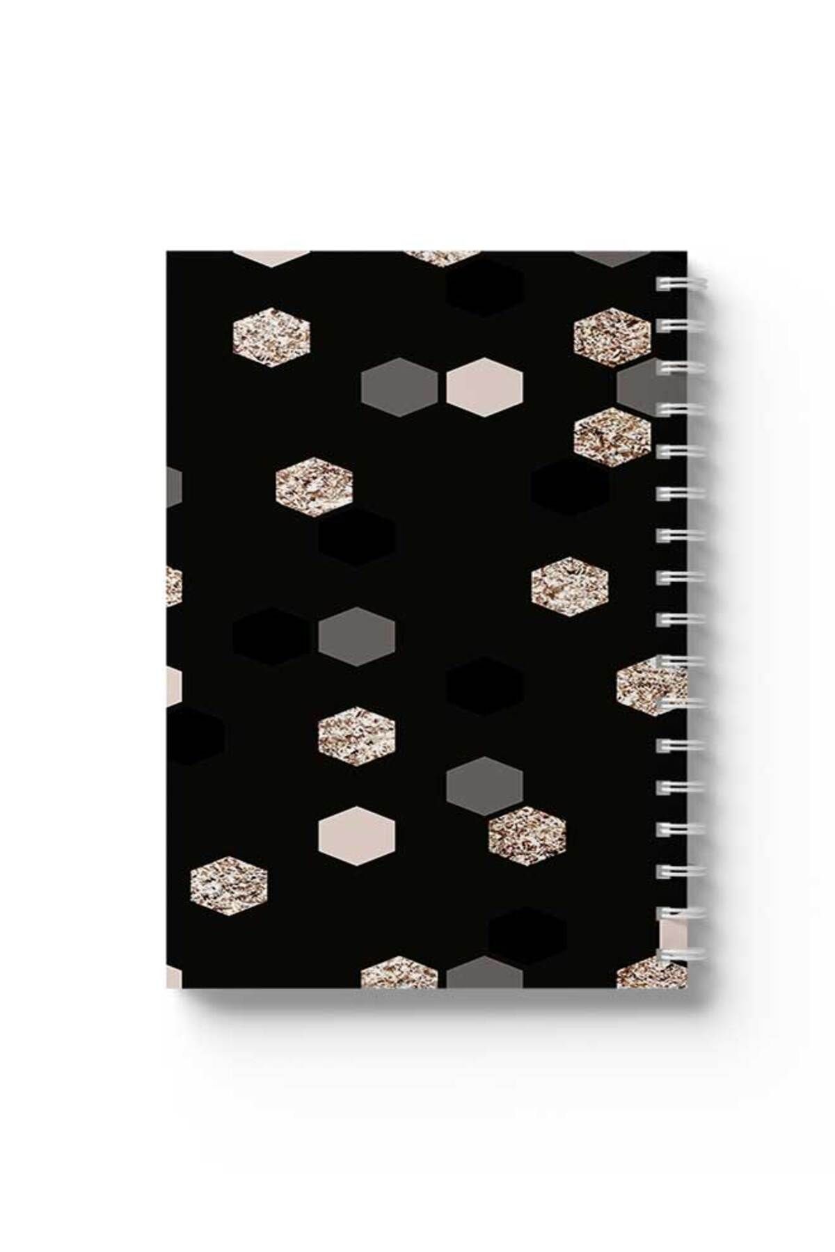 LOWHA-Spiral Notebook with Front and Back Hard Covers Featuring Shapes Design 1