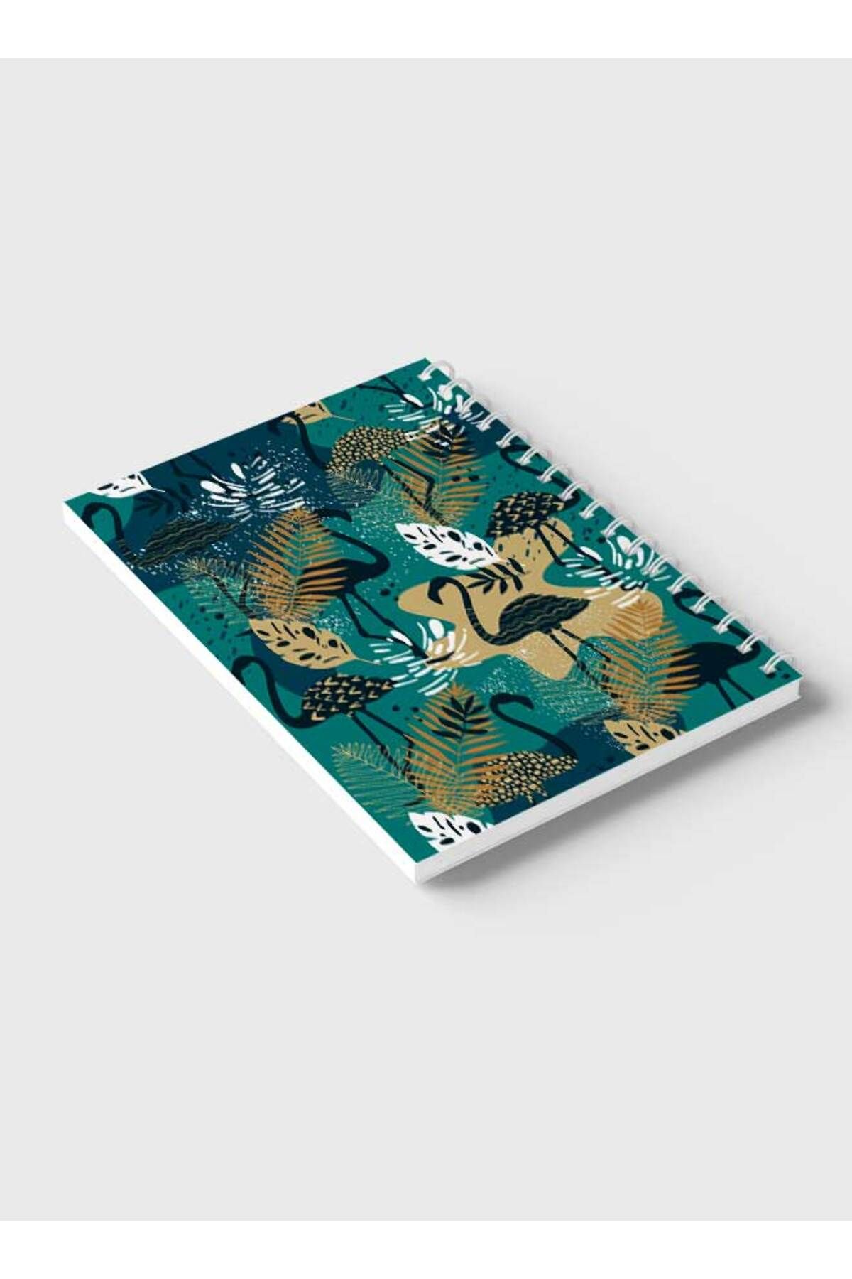 LOWHA-Spiral Notebook with Front and Back Hard Covers Featuring Flamingo & Leaves Design 6