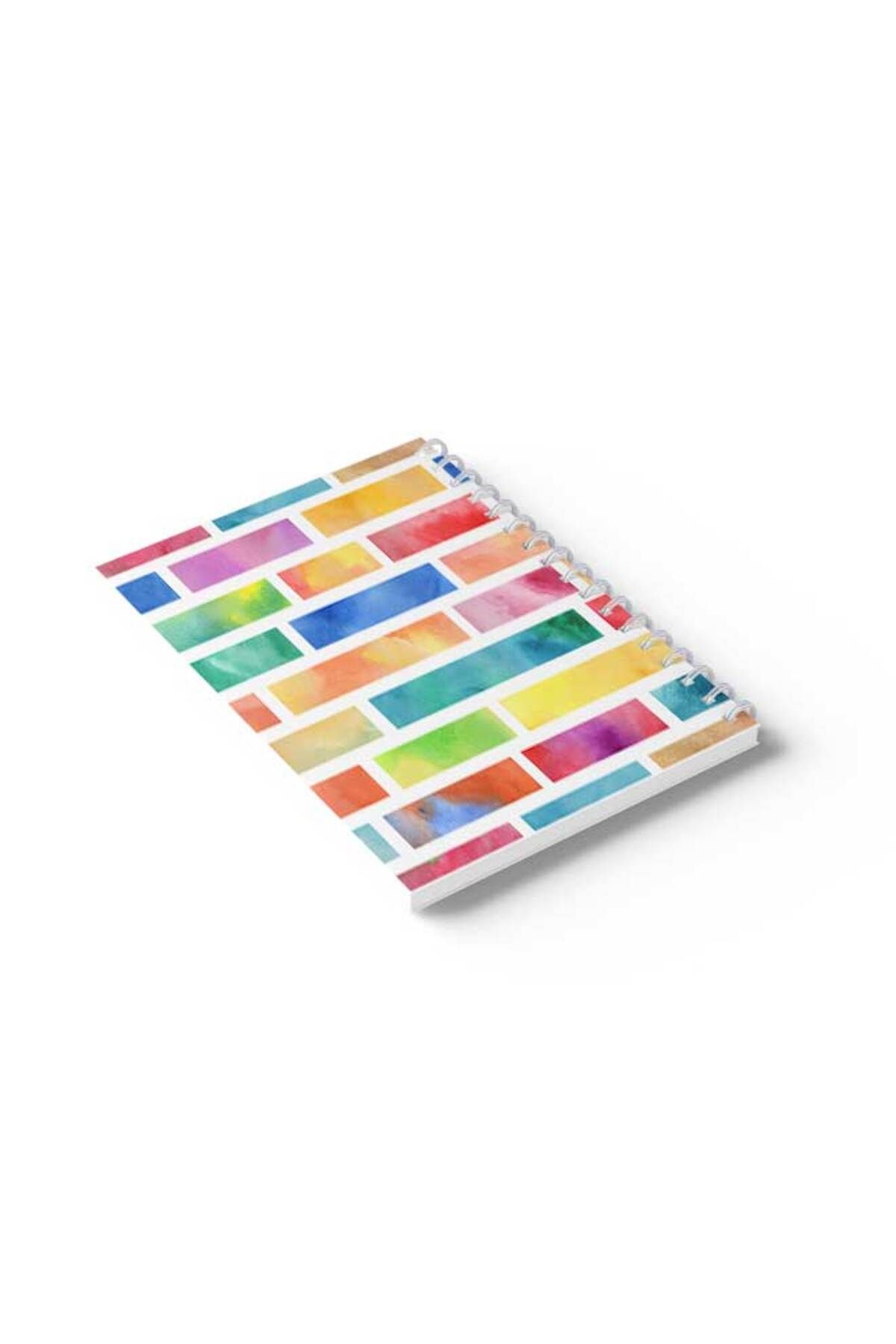 LOWHA-Spiral Notebook with Front and Back Hard Covers Featuring Colourful Blocks Design 6