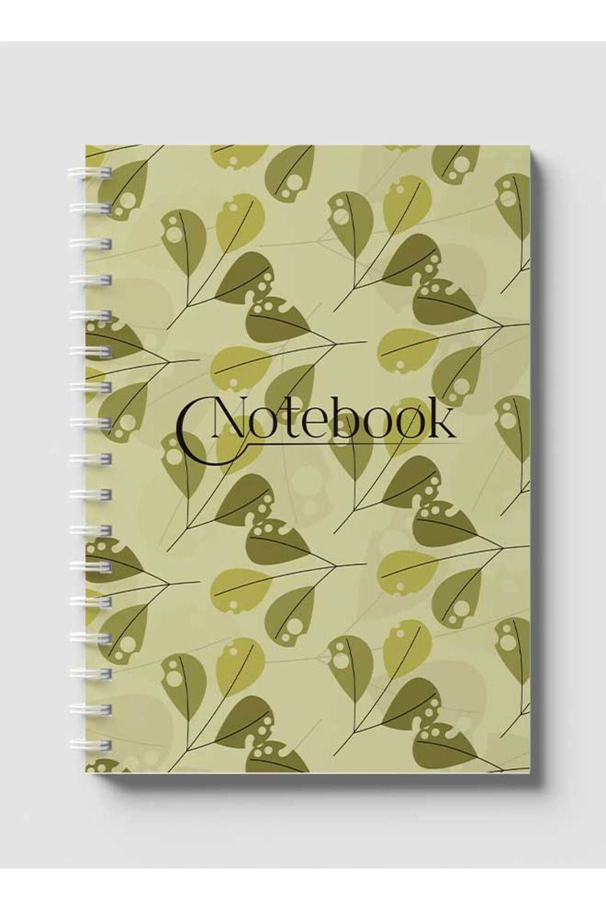 LOWHA-Spiral Notebook with Front and Back Hard Covers Featuring Classical Theme Leaf Design 1