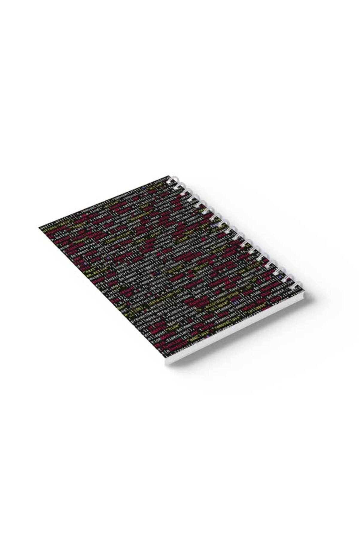LOWHA-Spiral Notebook with Front and Back Hard Covers Featuring Coding Design 6