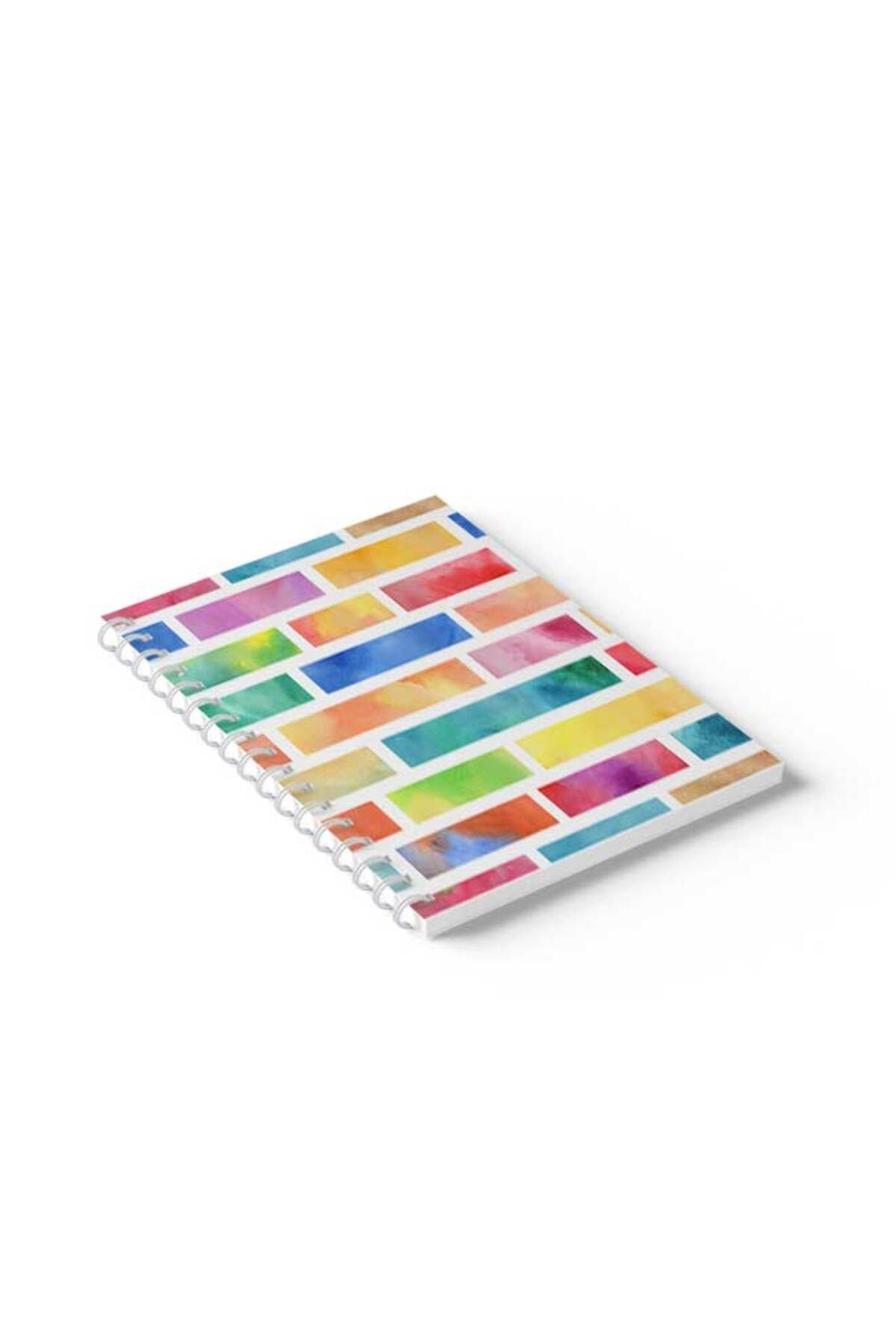 LOWHA-Spiral Notebook with Front and Back Hard Covers Featuring Colourful Blocks Design 2