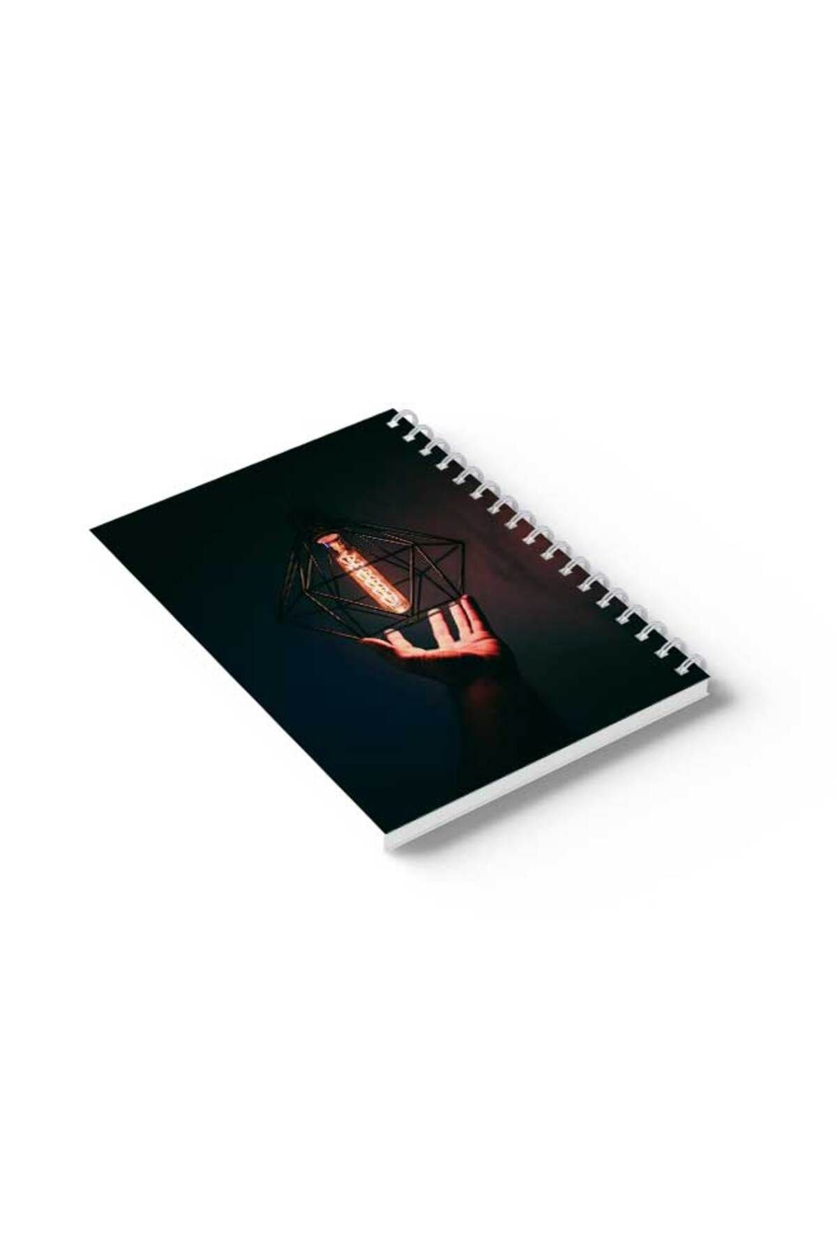 LOWHA-Spiral Notebook with Front and Back Hard Covers Featuring Light Lamp Design 6