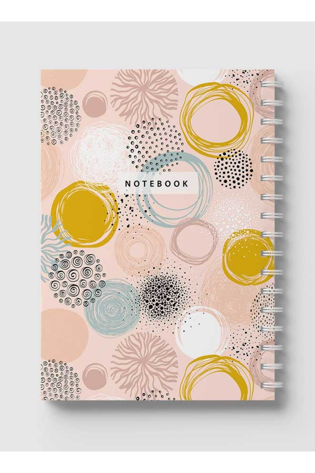 LOWHA-Spiral Notebook with Front and Back Hard Covers Featuring Abstract Shapes Design 5
