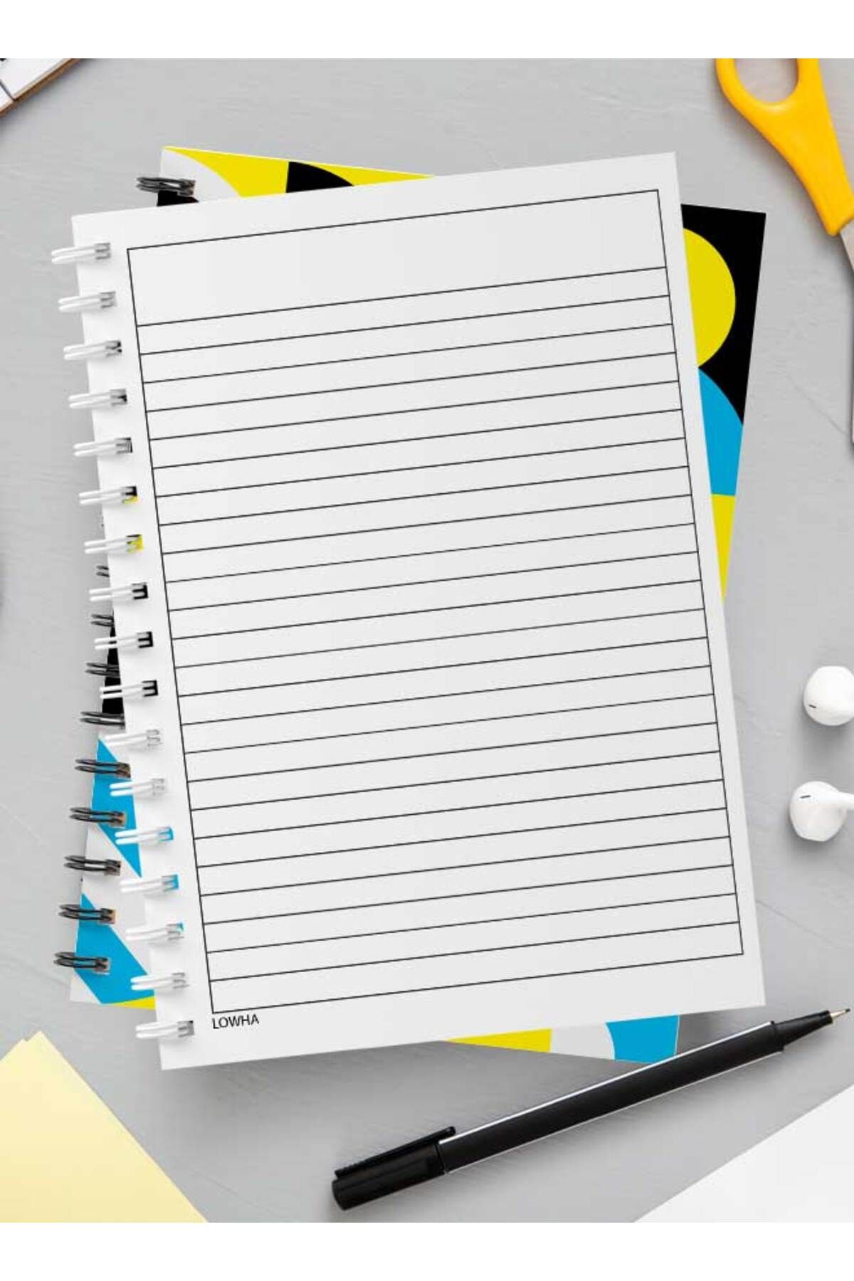LOWHA-Spiral Notebook with Front and Back Hard Covers Featuring Graphic Geometric Circles Design 3