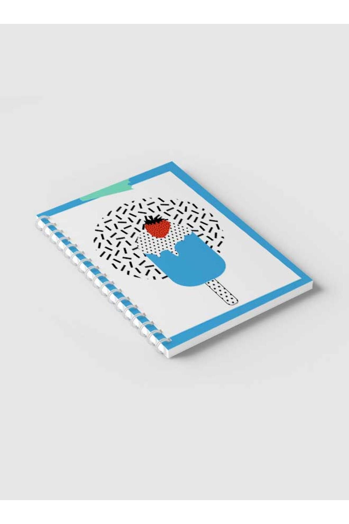 LOWHA-Spiral Notebook with Front and Back Hard Covers Featuring Ice Cream & Strawberry Design 2
