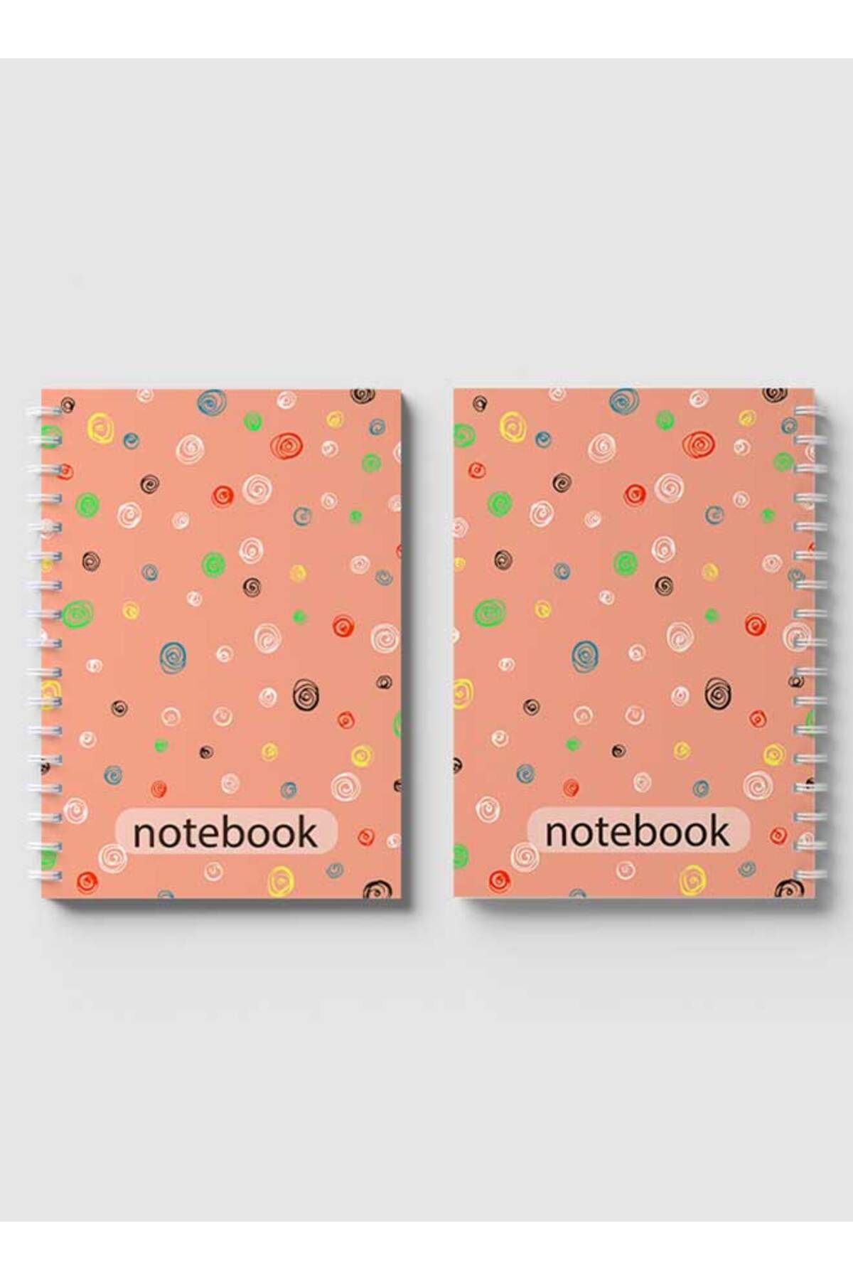 LOWHA-Spiral Notebook with Front and Back Hard Covers Featuring Circular Design 4