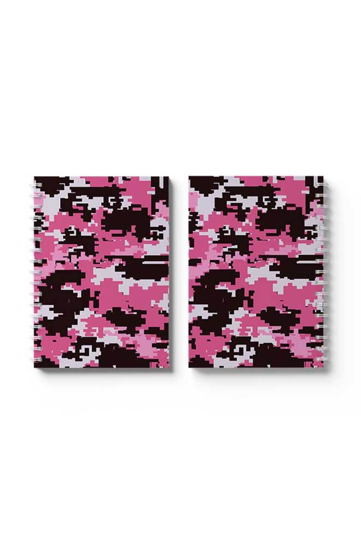 LOWHA-Spiral Notebook with Front and Back Hard Covers Featuring Pixels Design 4