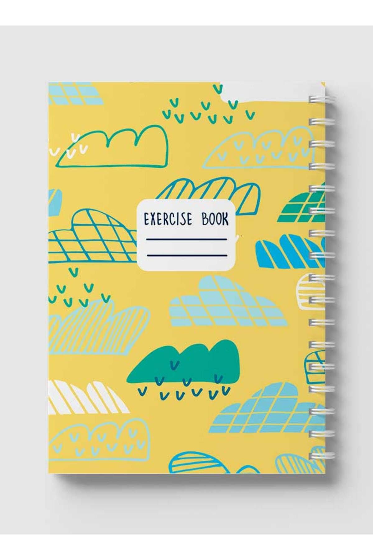 LOWHA-Spiral Notebook with Front and Back Hard Covers Featuring Geometric Drawing Clouds Design 5
