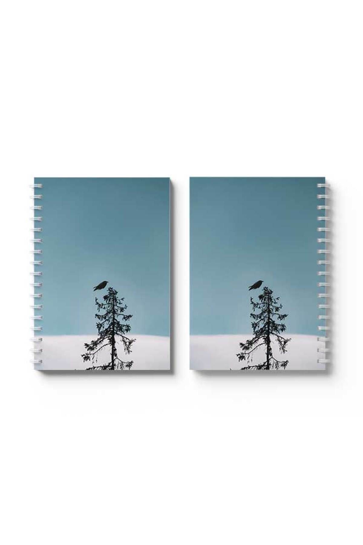 LOWHA-Spiral Notebook with Front and Back Hard Covers Featuring Tree with A bird Design 4