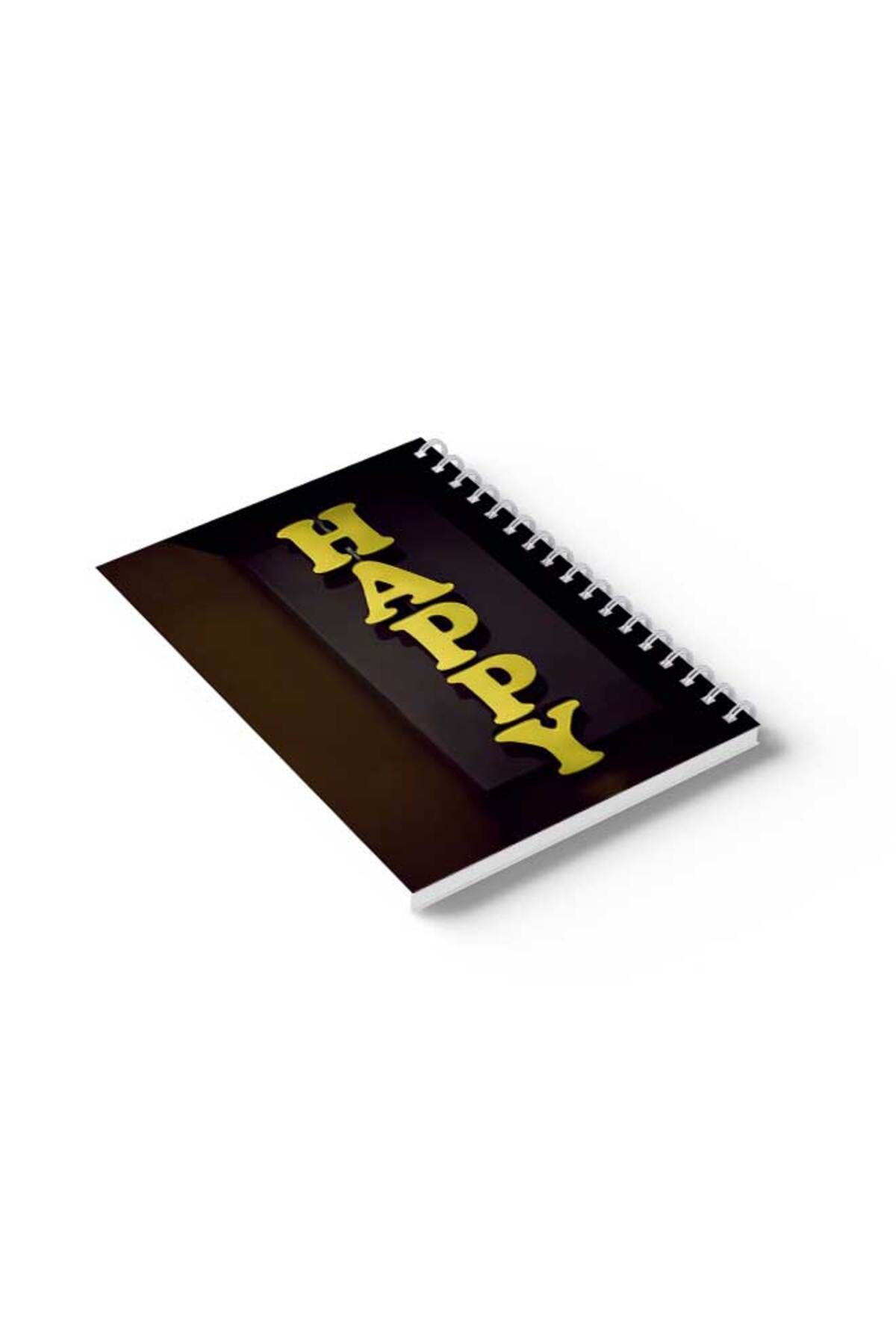 LOWHA-Spiral Notebook with Front and Back Hard Covers Featuring Happy Design 6