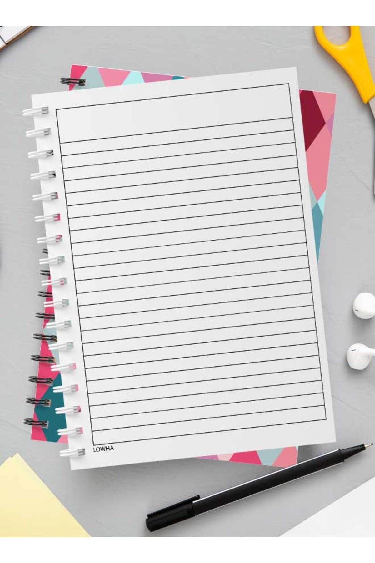 LOWHA-Spiral Notebook with Front and Back Hard Covers Featuring Seamlesss Rhombuses Design 3