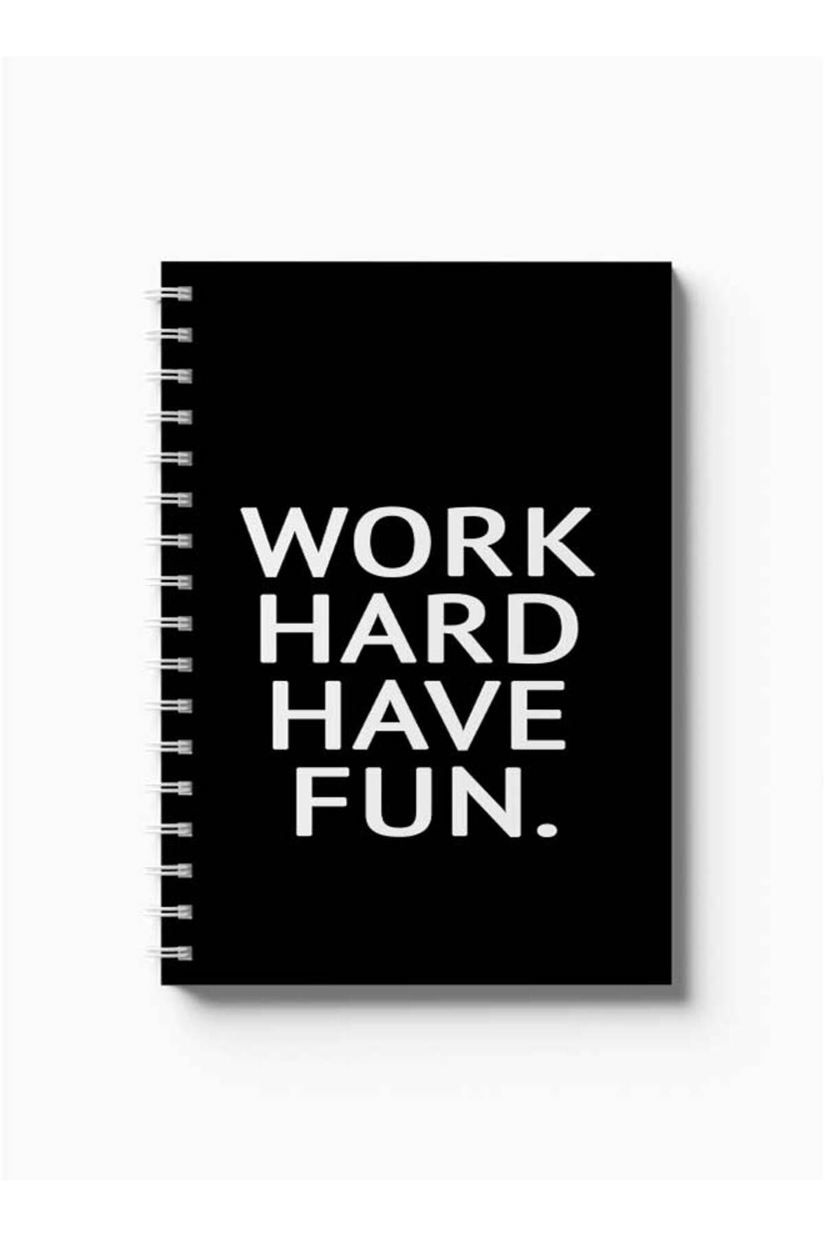 LOWHA-Spiral Notebook with Front and Back Hard Covers Featuring Work Hard Have Fun Design 5