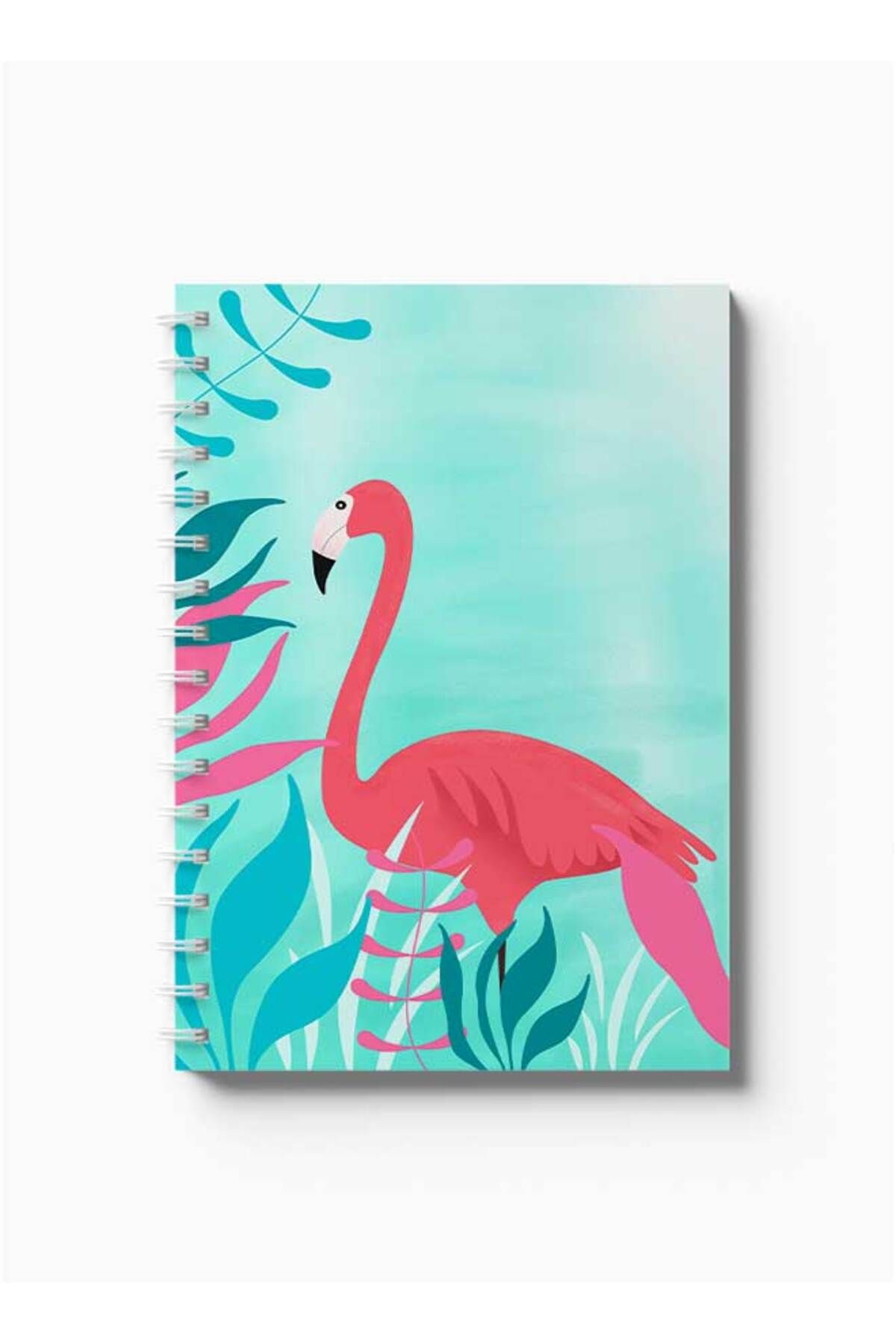 LOWHA-Spiral Notebook with Front and Back Hard Covers Featuring Flamingo Design 5