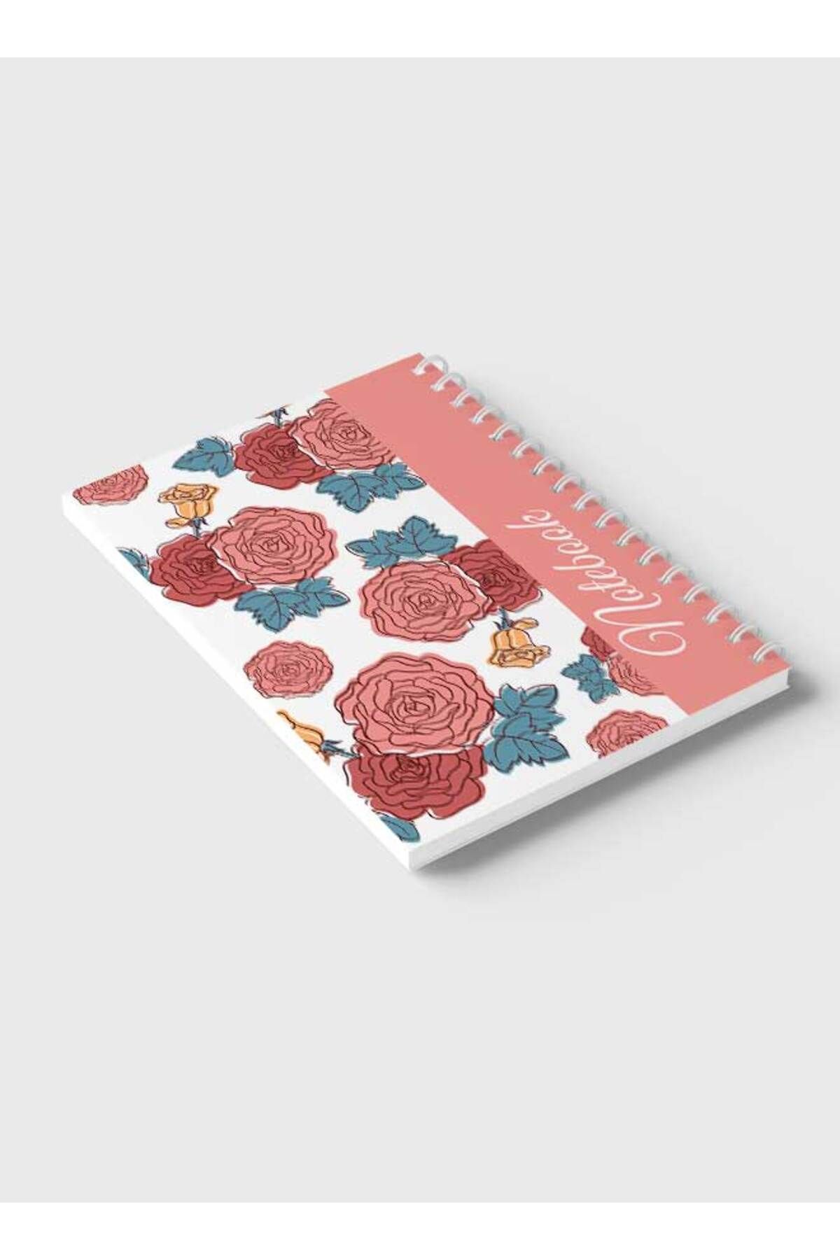 LOWHA-Spiral Notebook with Front and Back Hard Covers Featuring Line Draft Flower Design 6