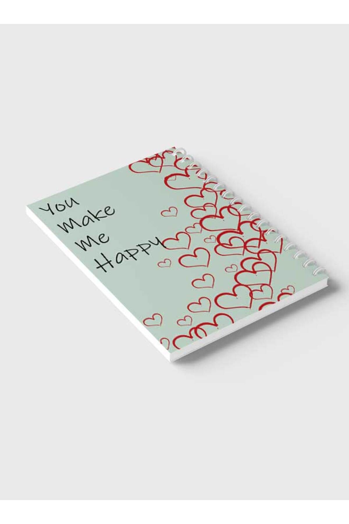 LOWHA-Spiral Notebook with Front and Back Hard Covers Featuring Hearts You Make Me Happy Design 6