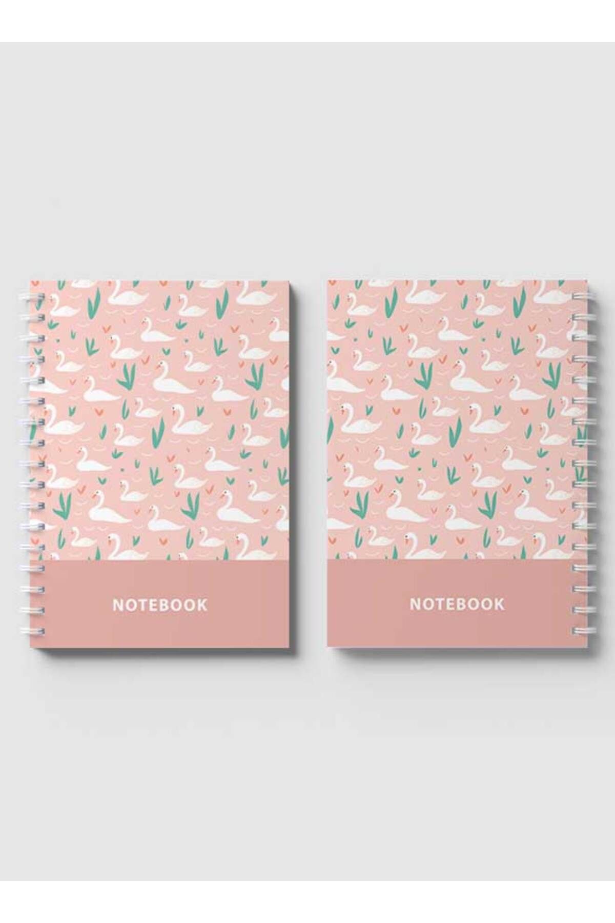 LOWHA-Spiral Notebook with Front and Back Hard Covers Featuring Swans in Pond Design 4