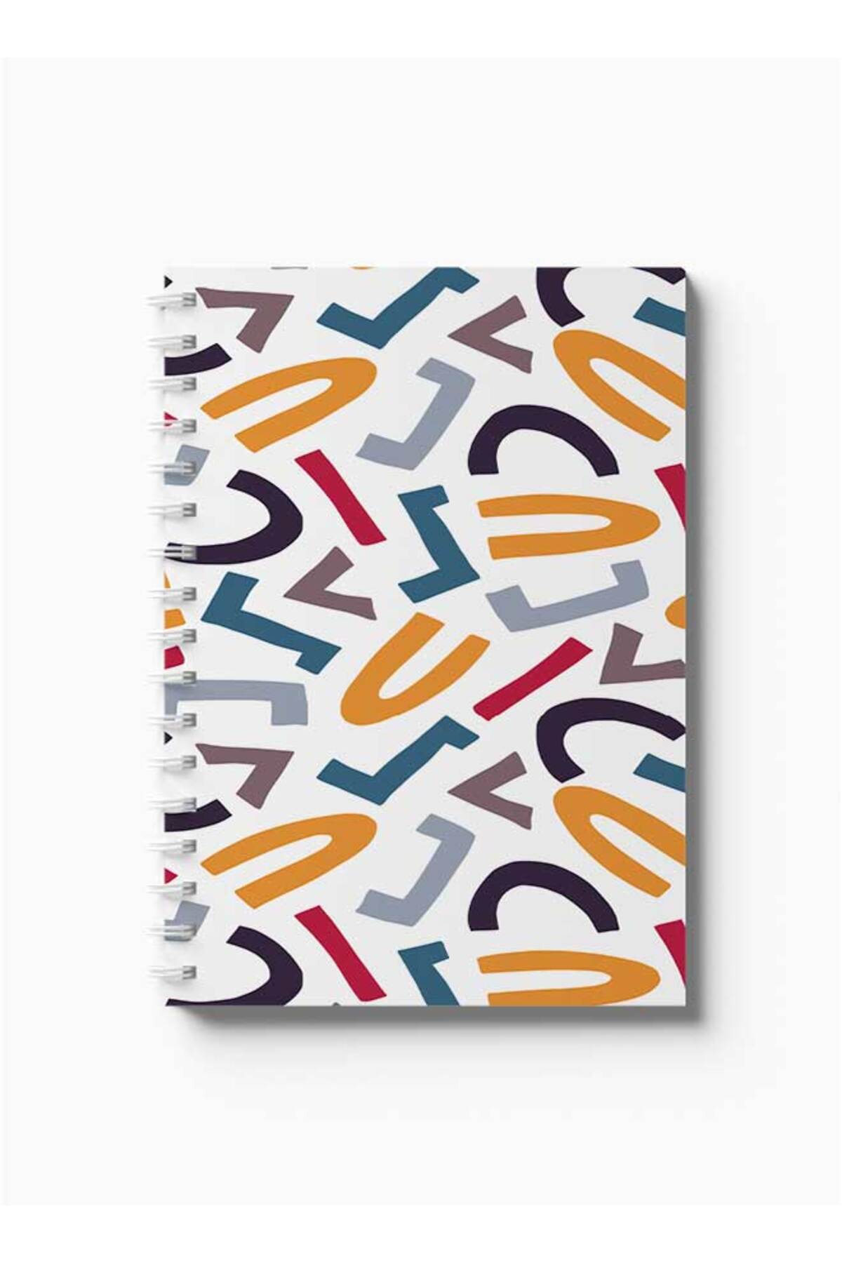 LOWHA-Spiral Notebook with Front and Back Hard Covers Featuring Shapes Design 5