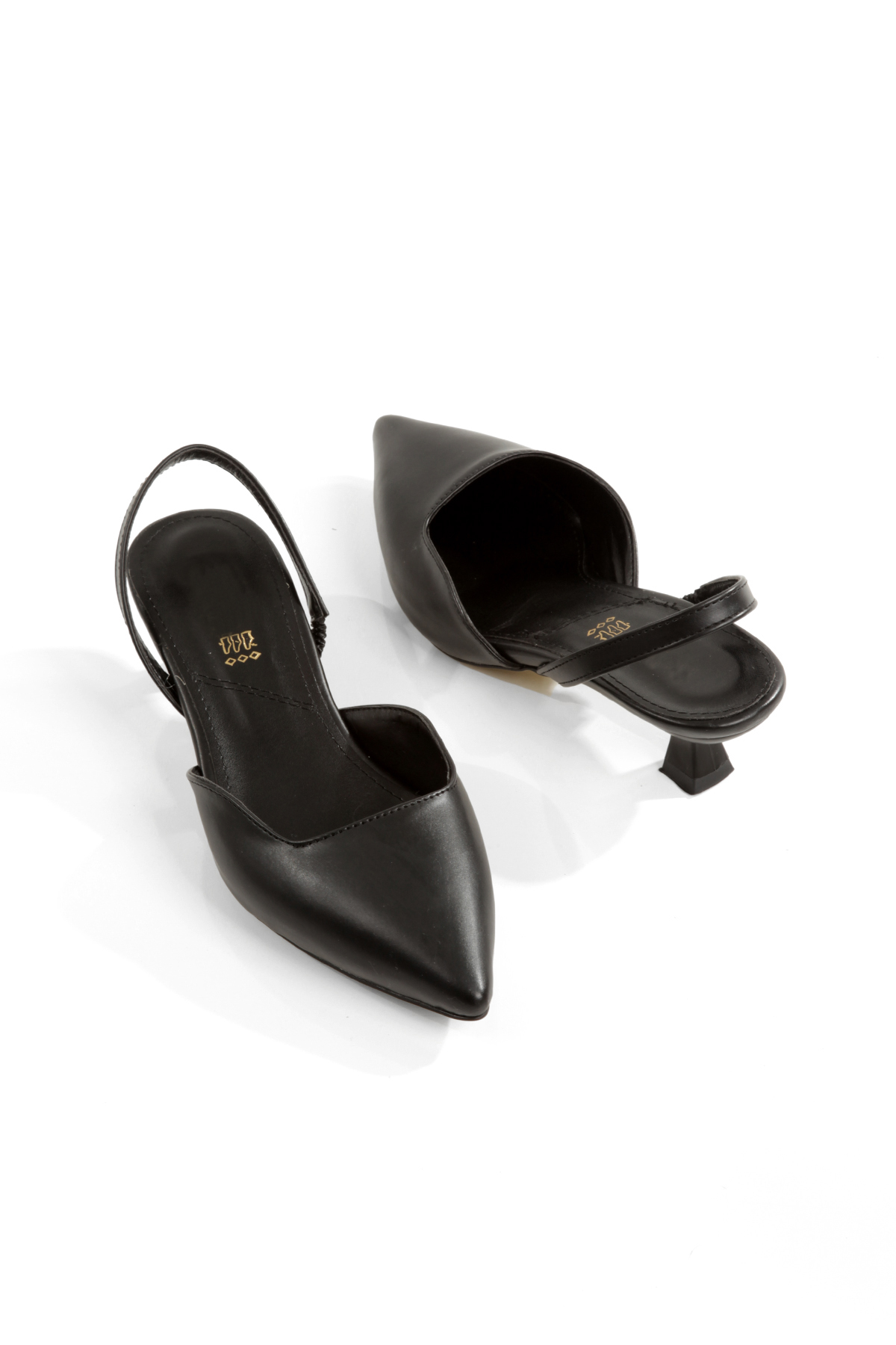 PAYZİN  '' SILA '' Siyah Cilt Sivri Burunlu Arka Açık 5 cm Pino Ökçe Kadın Ayakkabısı Yeni Sezon - Görsel 4