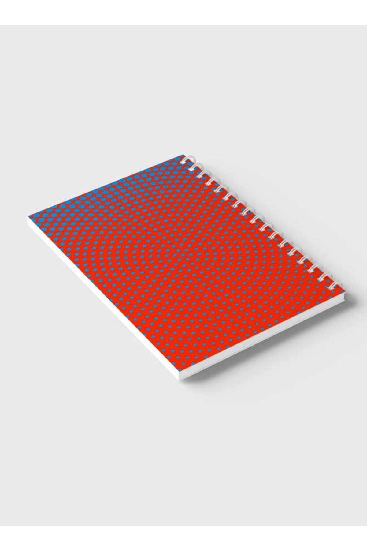 LOWHA-Spiral Notebook with Front and Back Hard Covers Featuring Circular Halftone Blue Design 6
