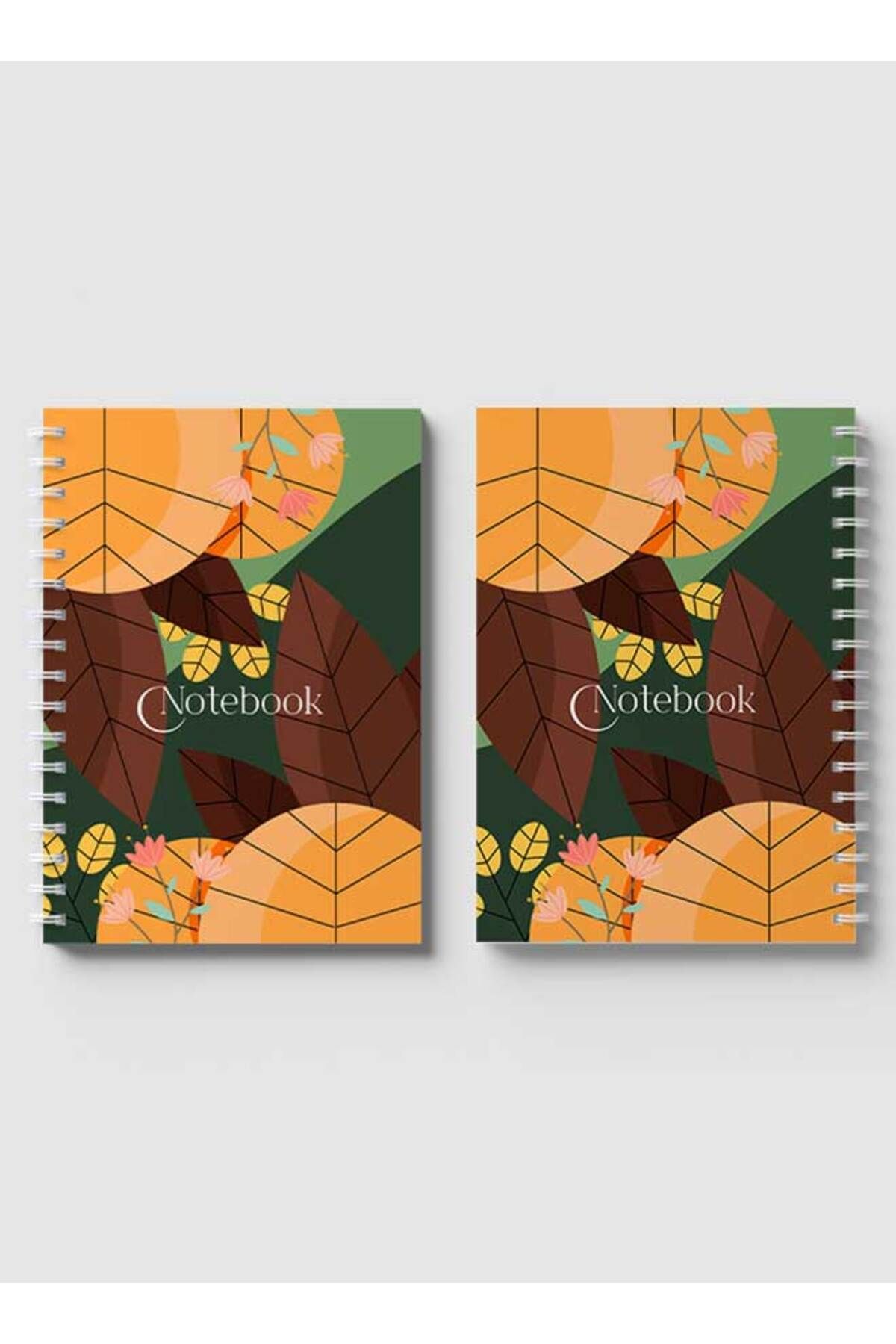 LOWHA-Spiral Notebook with Front and Back Hard Covers Featuring Classical Theme Leaves Design 4