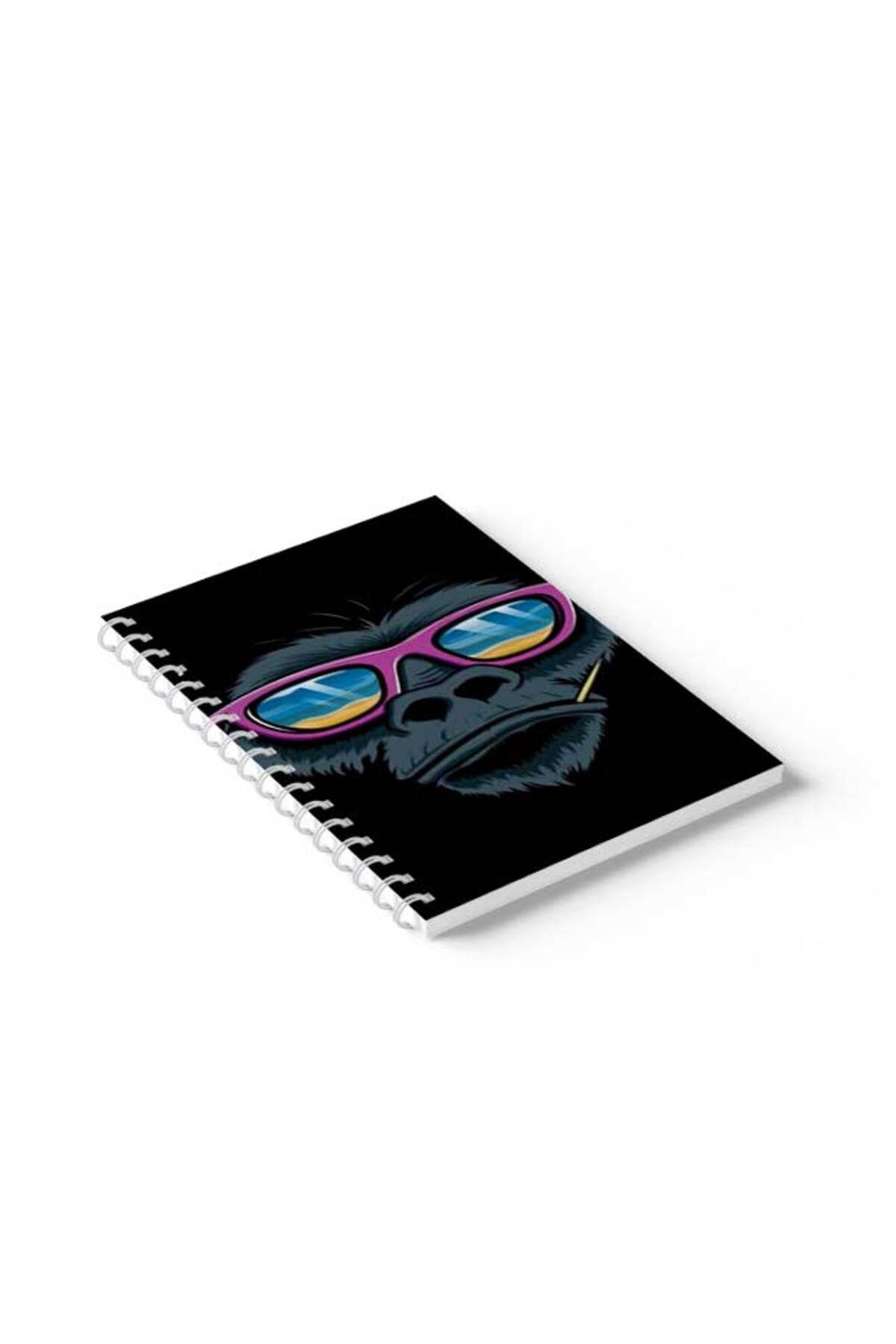 LOWHA-Spiral Notebook with Front and Back Hard Covers Featuring Monkey with Glasses Design 2