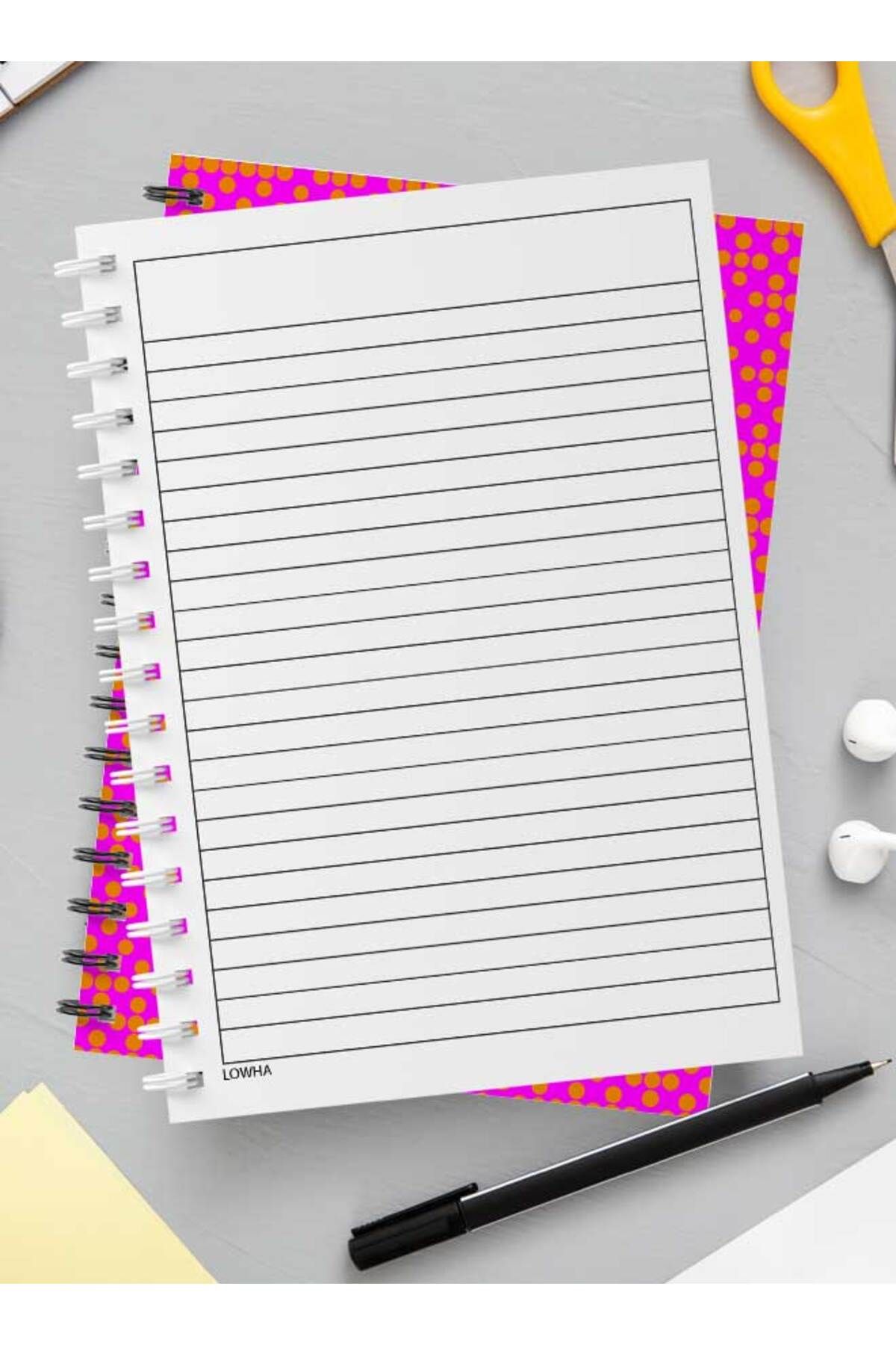 LOWHA-Spiral Notebook with Front and Back Hard Covers Featuring Geometric Gradient Design 3