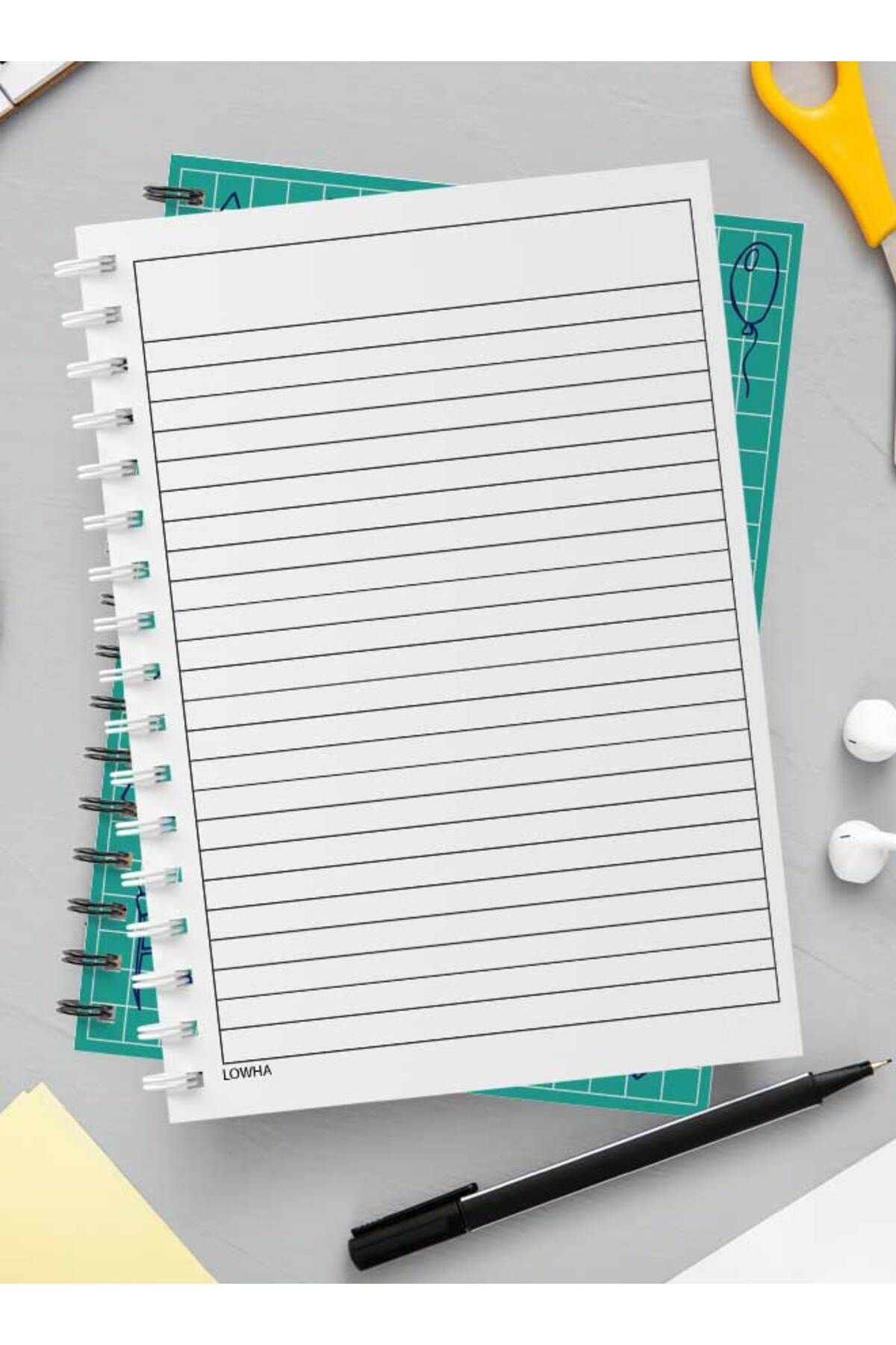 LOWHA-Spiral Notebook with Front and Back Hard Covers Featuring Back to School Grid Lines Design 3
