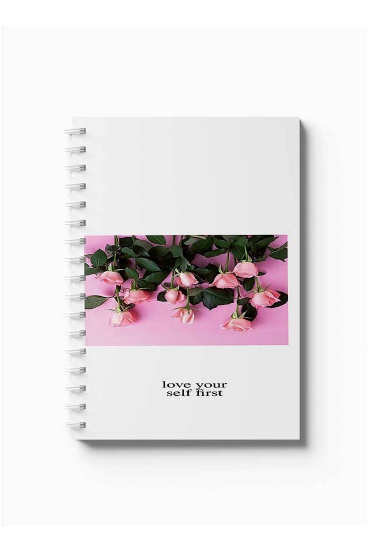 LOWHA-Spiral Notebook with Front and Back Hard Covers Featuring Love Yourself First Design 5
