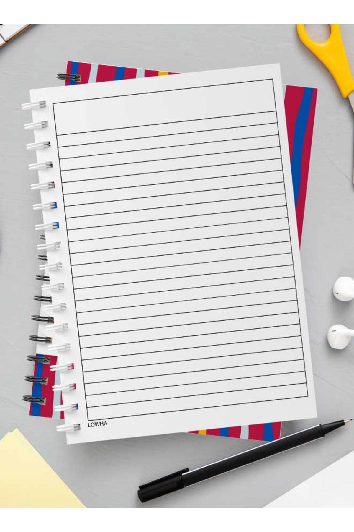 LOWHA-Spiral Notebook with Front and Back Hard Covers Featuring Colorful Striped Design 3