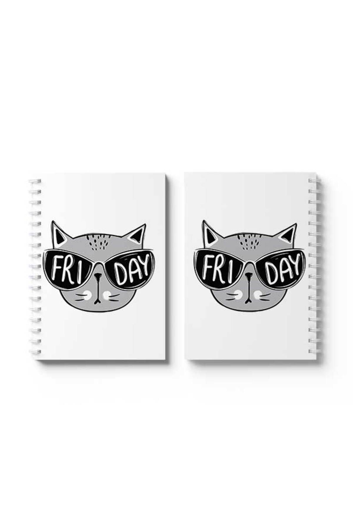 LOWHA-Spiral Notebook with Front and Back Hard Covers Featuring Friday with Cat Design 4
