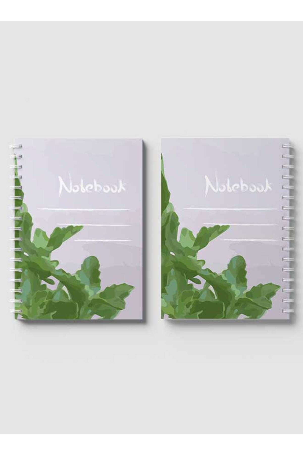 LOWHA-Spiral Notebook with Front and Back Hard Covers Featuring Eco Style Leaves Design 4